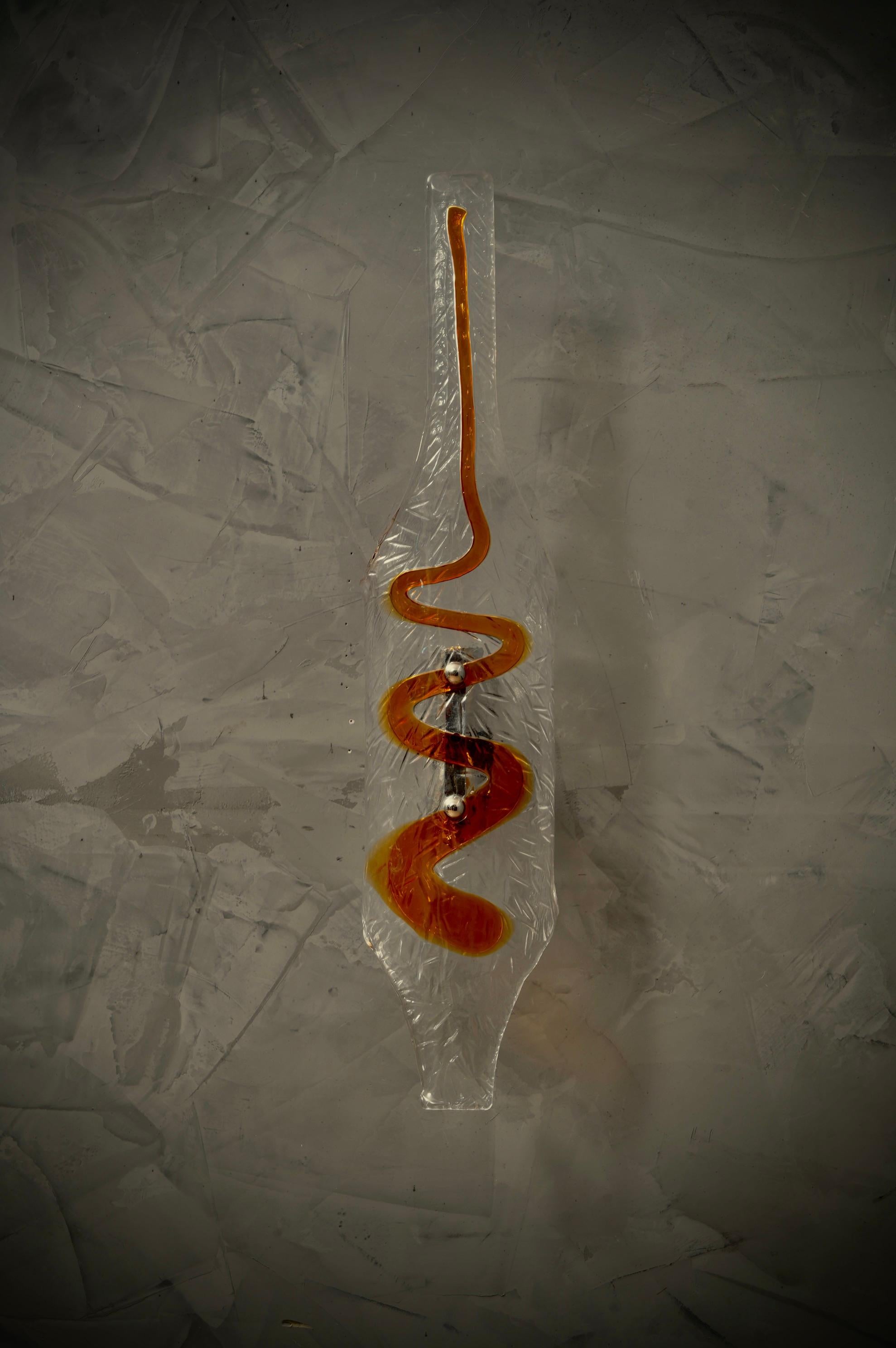 Apliques y Lámparas de Pared de Cristal de Murano Transparente y Color Ámbar, 1960 Italiano en venta
