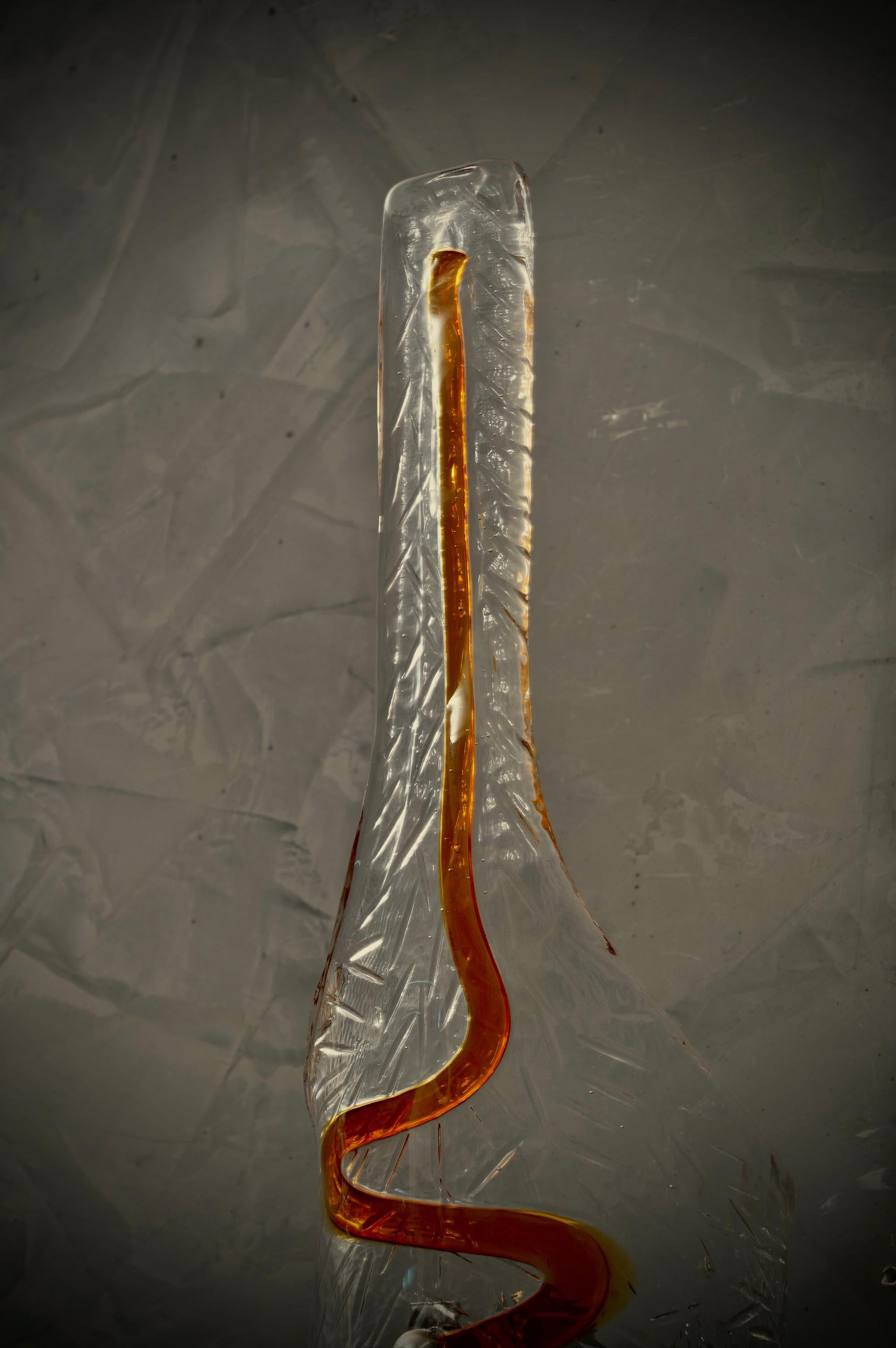 Apliques y Lámparas de Pared de Cristal de Murano Transparente y Color Ámbar, 1960 en Bueno estado para la venta en Rome, IT