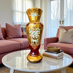 Vase Tre Fuochi en verre de Murano, rouge rubis et or 24 carats, vers 1950