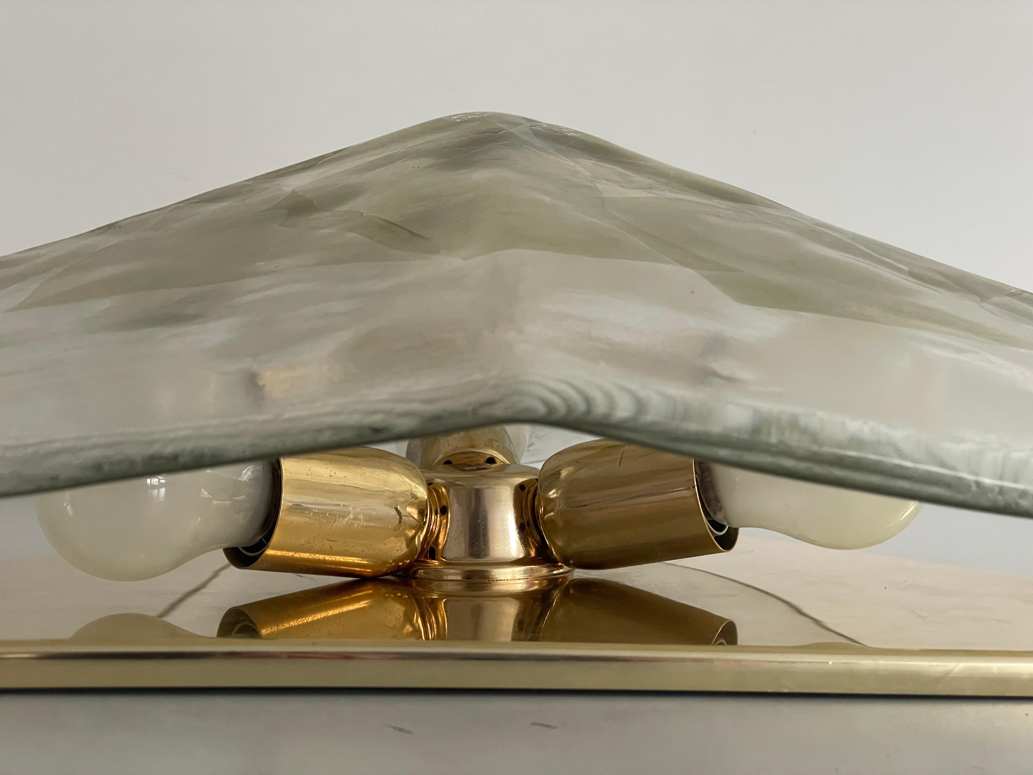 Lampada da soffitto grande in vetro di Murano con design a triangolo di La Murrina, anni '80, Italia in vendita 3