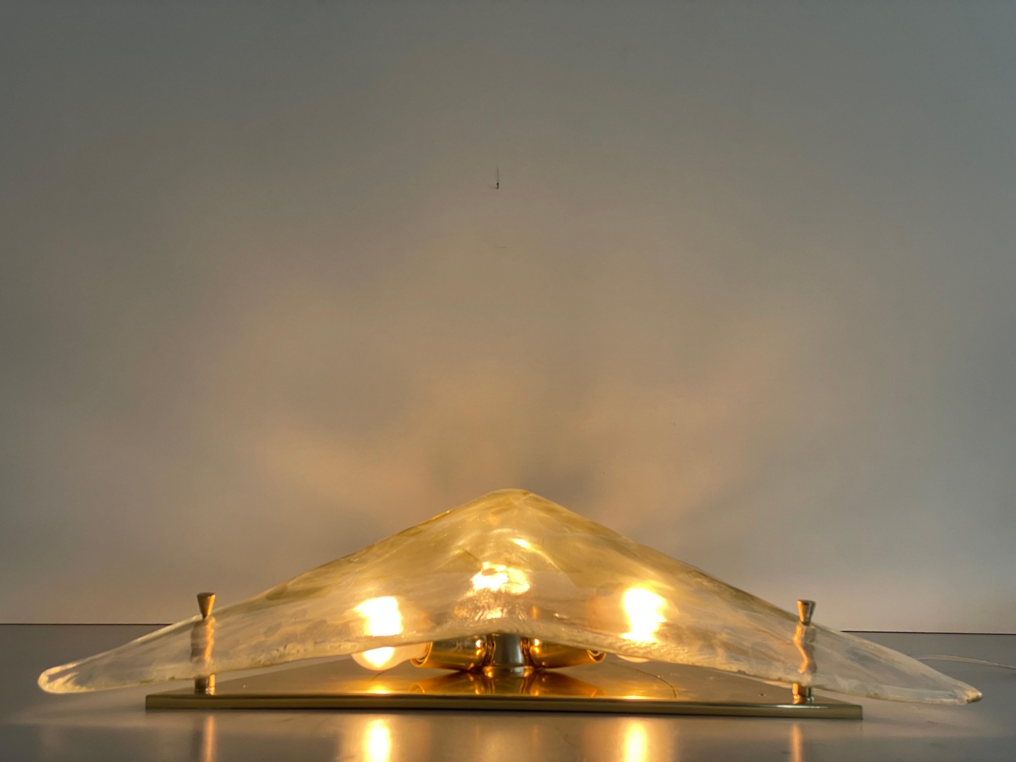 Lampada da soffitto grande in vetro di Murano con design a triangolo di La Murrina, anni '80, Italia in vendita 4