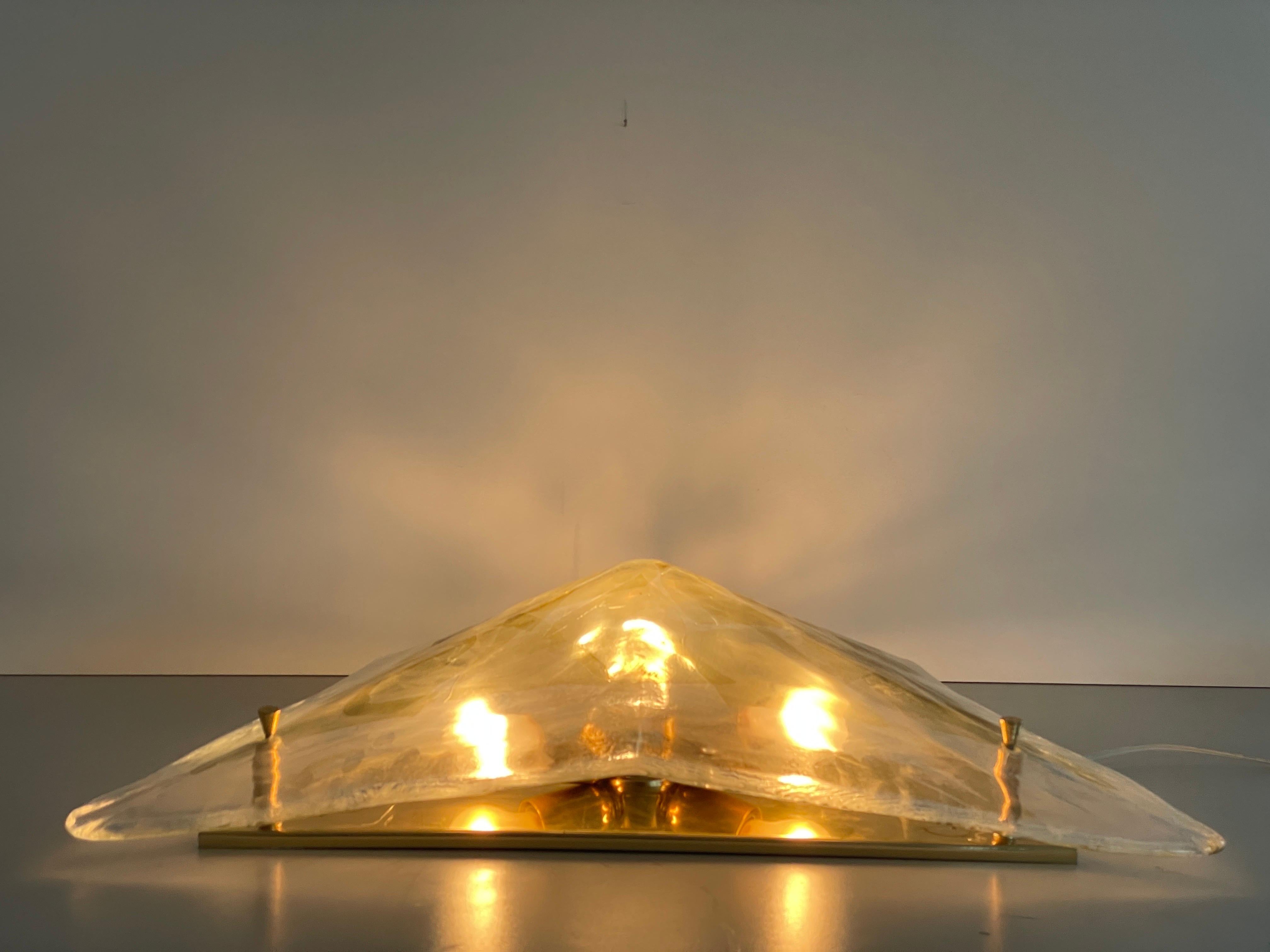 Lampada da soffitto grande in vetro di Murano con design a triangolo di La Murrina, anni '80, Italia in vendita 5