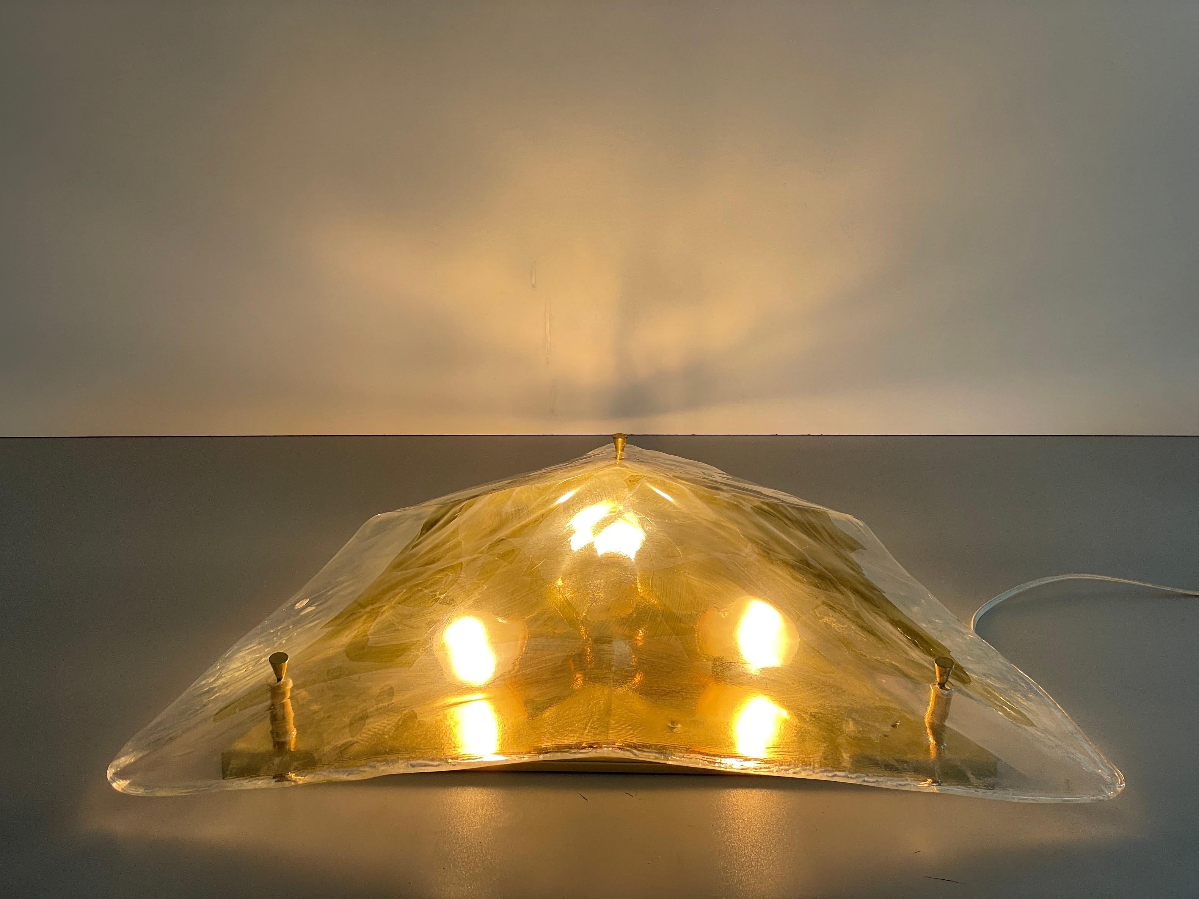 Lampada da soffitto grande in vetro di Murano con design a triangolo di La Murrina, anni '80, Italia in vendita 7