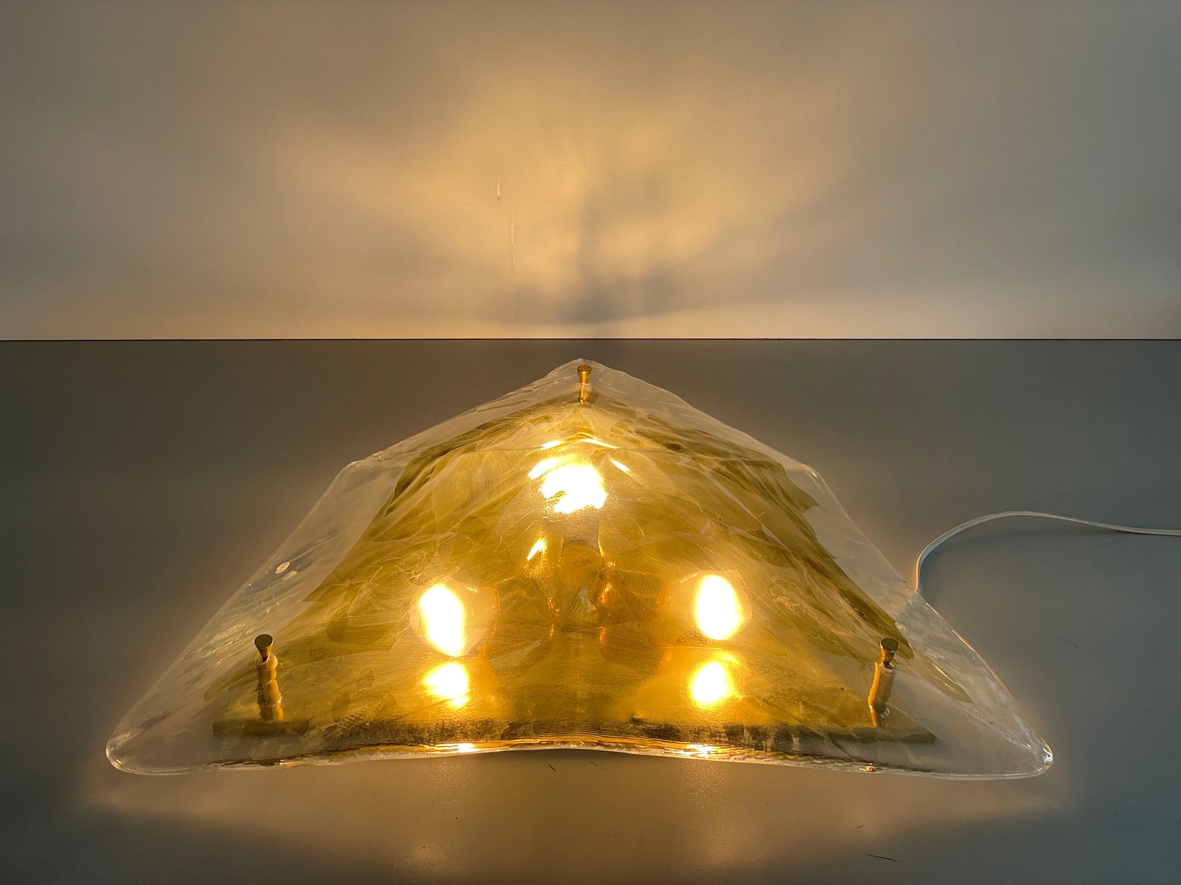 Lampada da soffitto grande in vetro di Murano con design a triangolo di La Murrina, anni '80, Italia in vendita 8