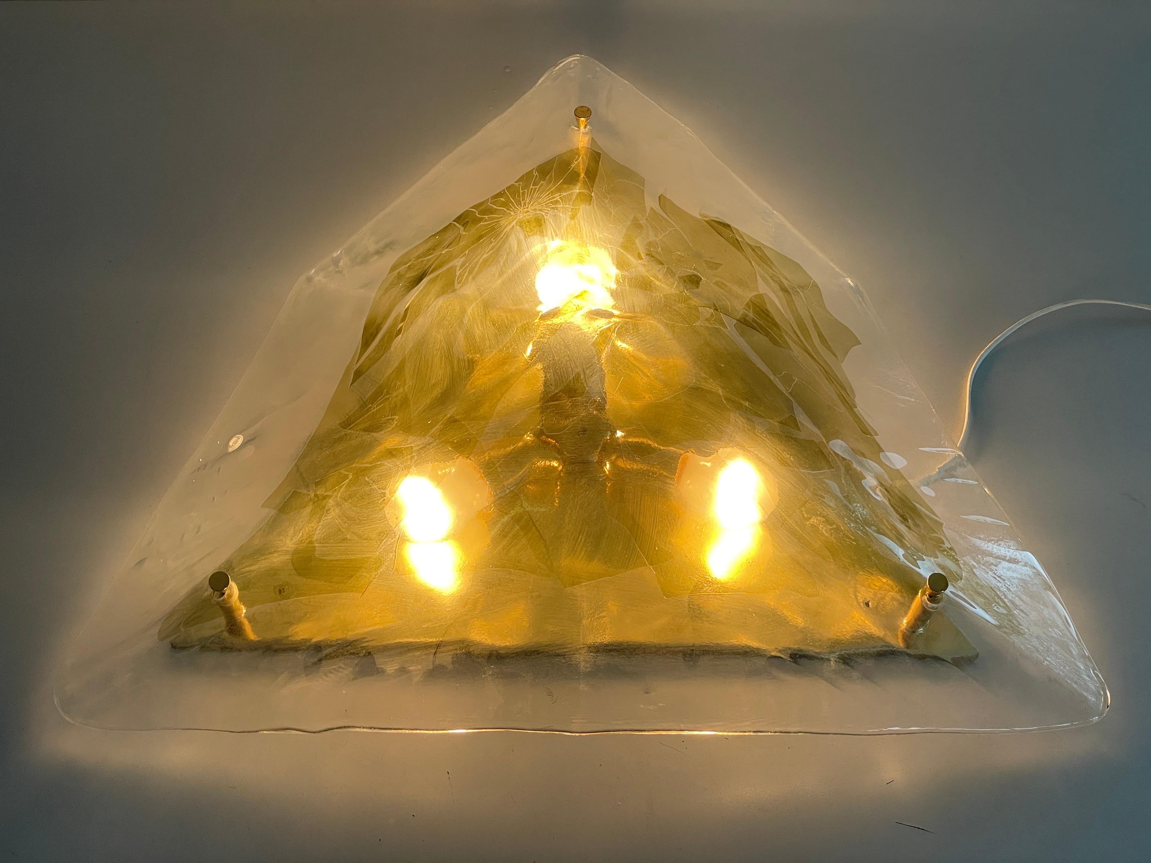 Lampada da soffitto grande in vetro di Murano con design a triangolo di La Murrina, anni '80, Italia in vendita 9