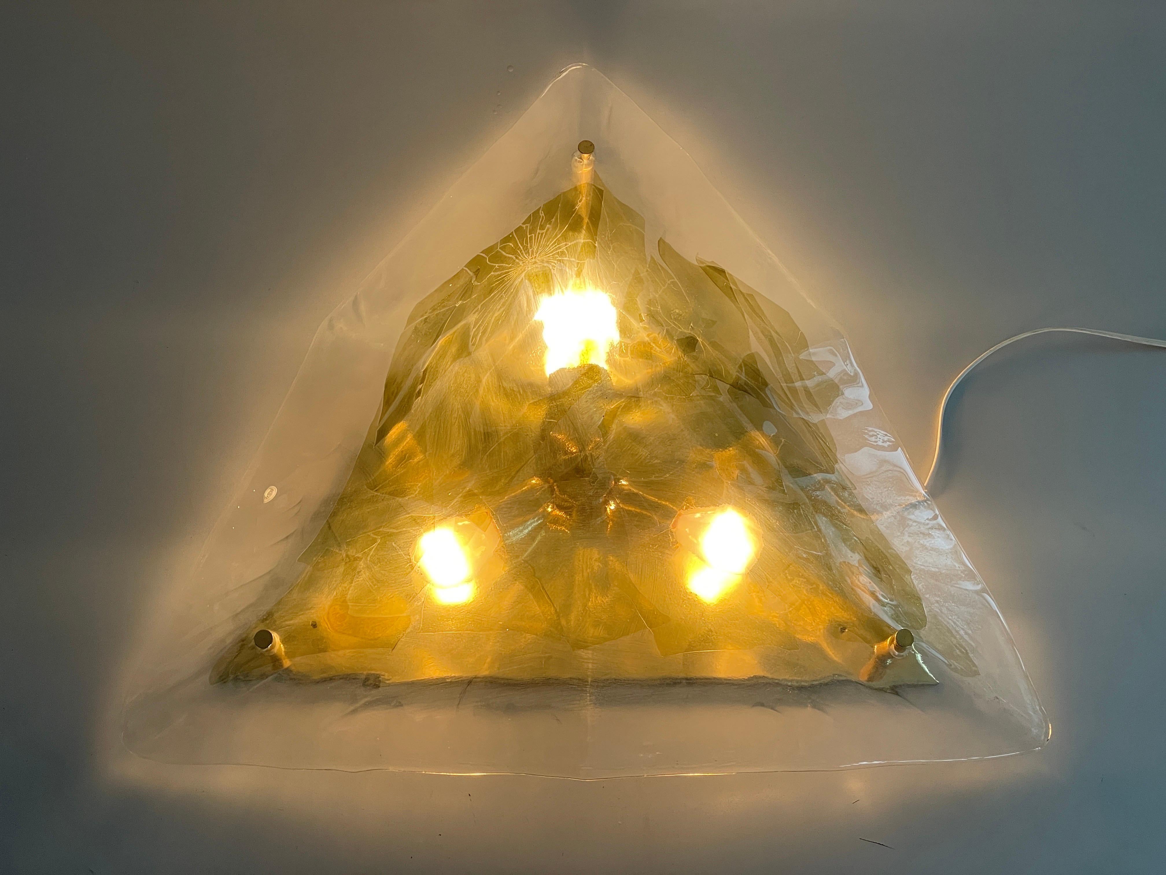 Lampada da soffitto grande in vetro di Murano con design a triangolo di La Murrina, anni '80, Italia in vendita 10