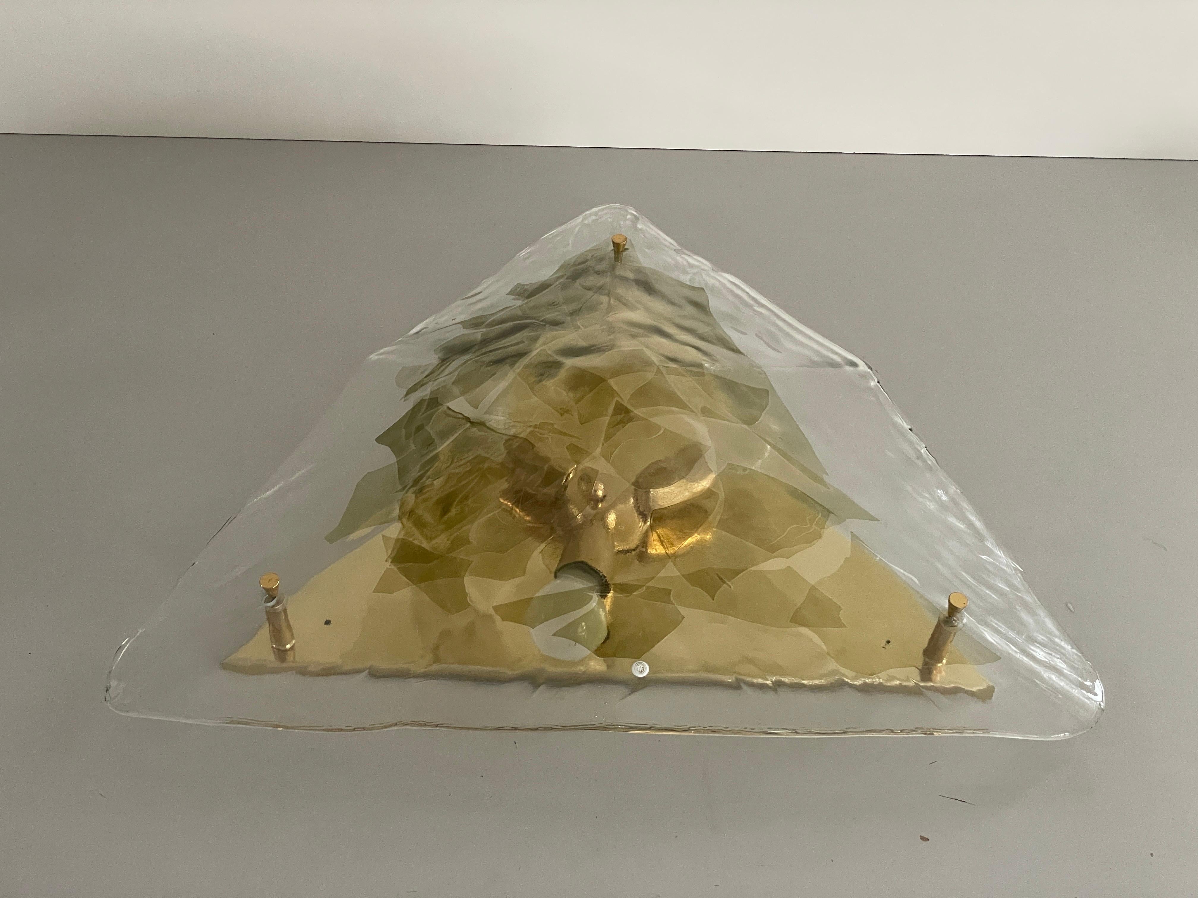 Laiton Grand plafonnier en verre de Murano de La Murrina, années 1980, Italie en vente