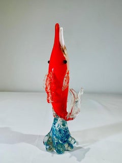 Murano glass tricolor Marlin fish vase circa 1950.