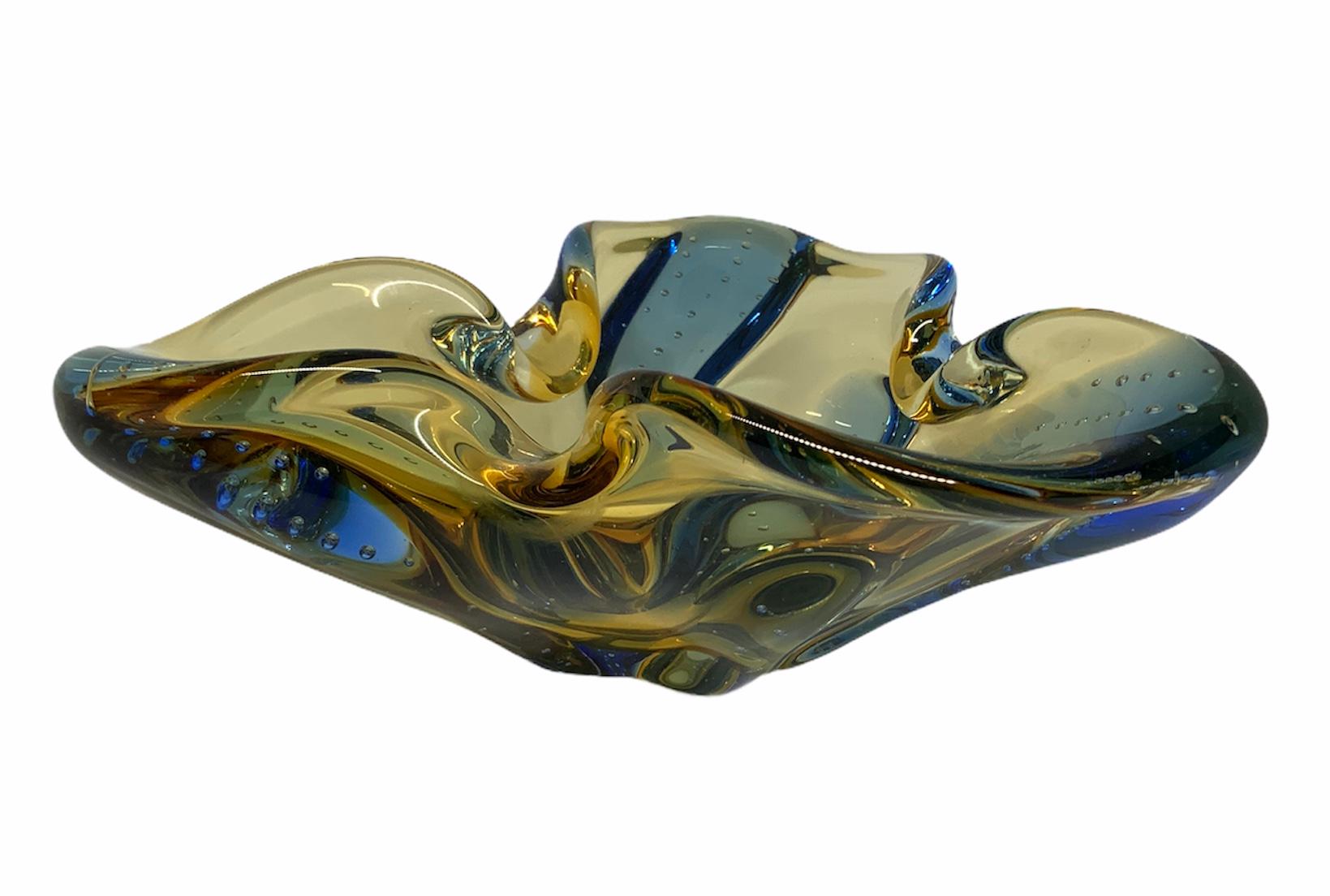 Italian Murano Glass Trifoil Bowl For Sale