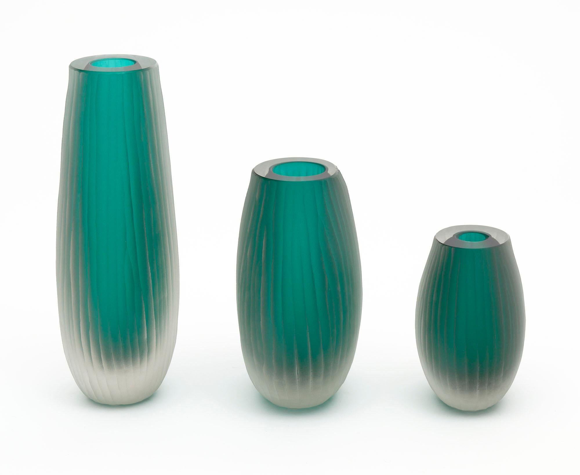 Modern Murano Glass Trio of Vases in the Manner of Tobia Scarpa For Sale