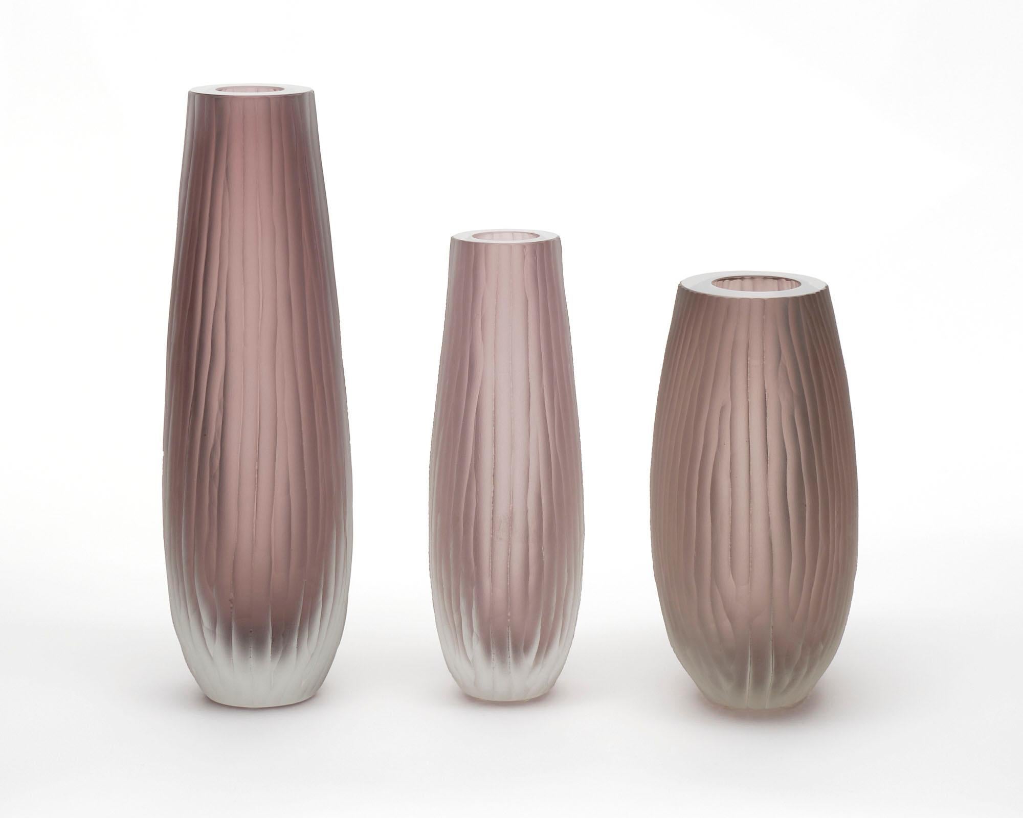 Modern Murano Glass Trio of Vases in the Manner of Tobia Scarpa For Sale