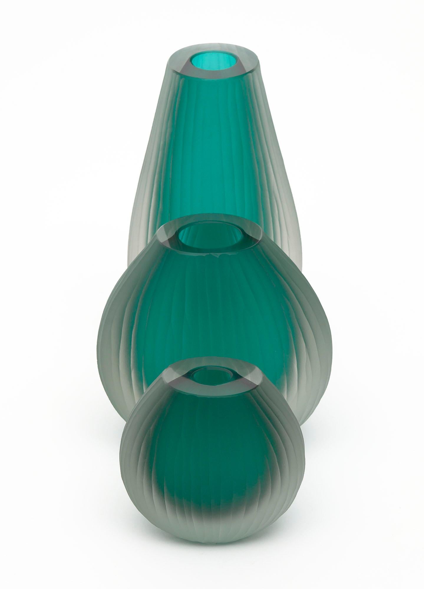 Italian Murano Glass Trio of Vases in the Manner of Tobia Scarpa For Sale