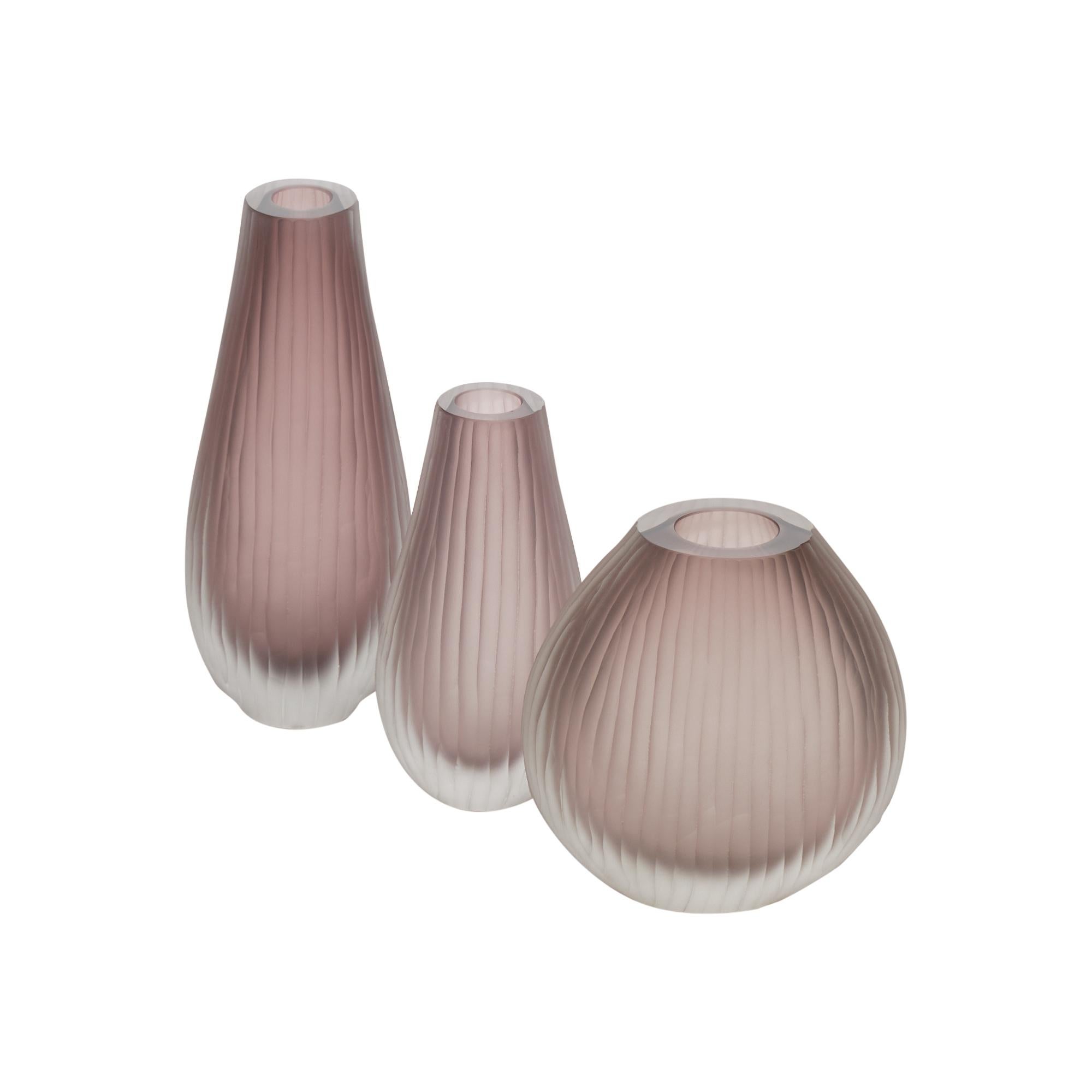 Trio de vases en verre de Murano à la manière de Tobia Scarpa