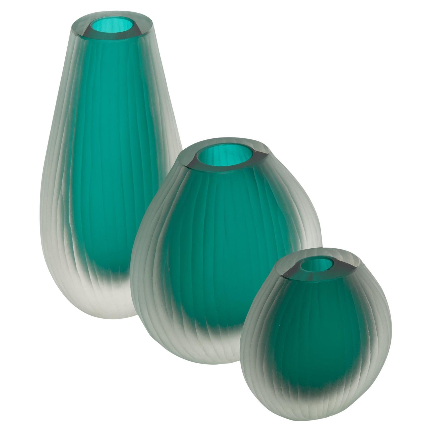 Murano Glass Trio of Vases in the Manner of Tobia Scarpa For Sale