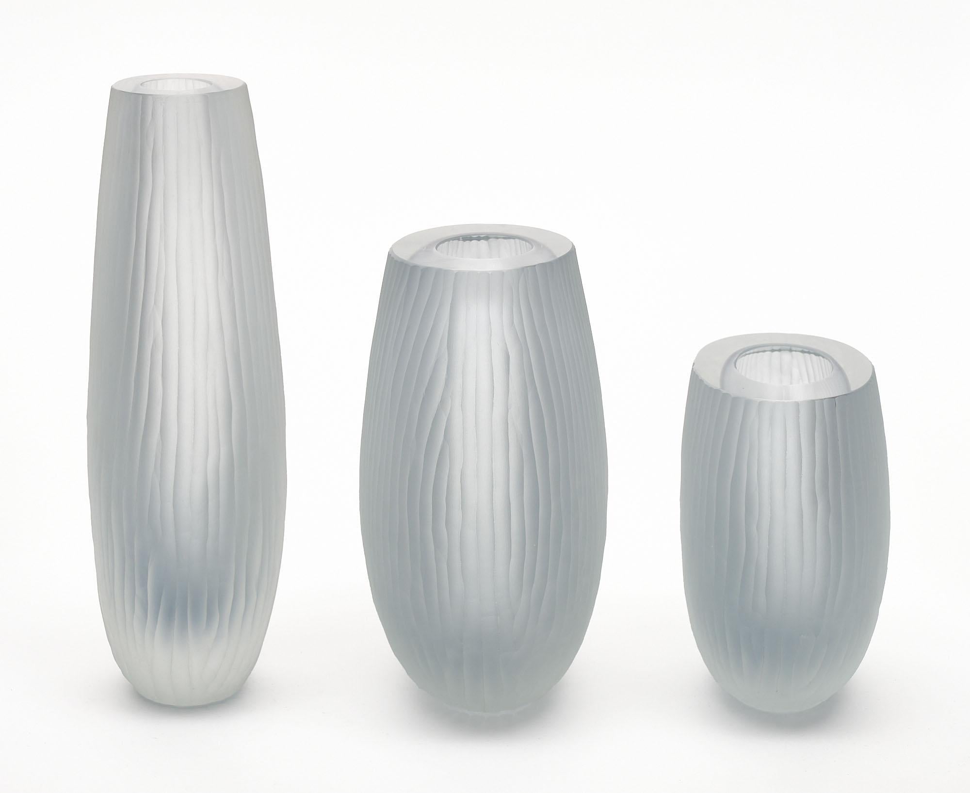 Mid-Century Modern Murano Glass Trio of Vases in the Style of Tobia Scarpa