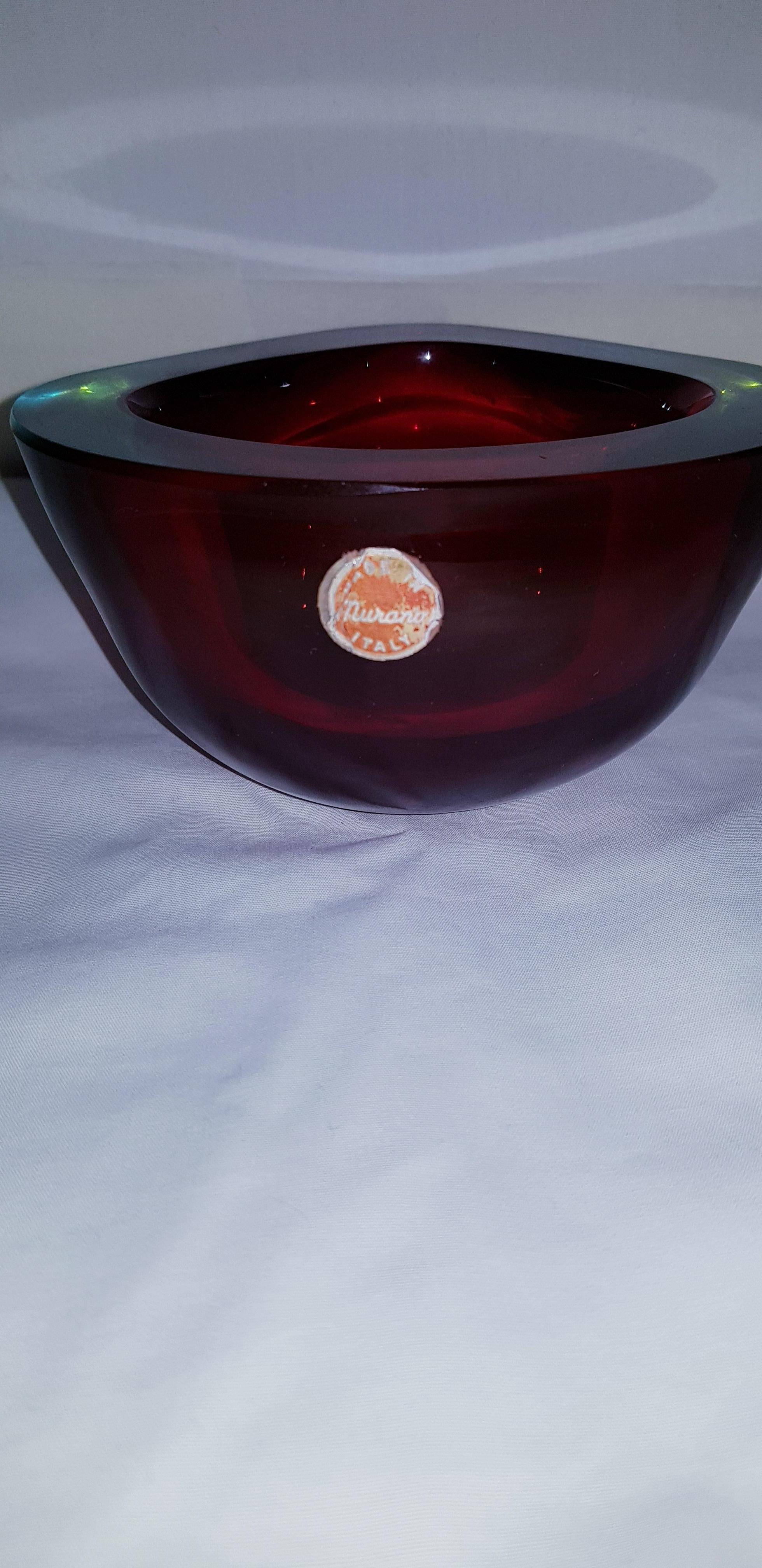 Murano Glass Triple Somerso Caviar Bowl by Flavio Poli for Seguso Vetri d'Arte  For Sale 3