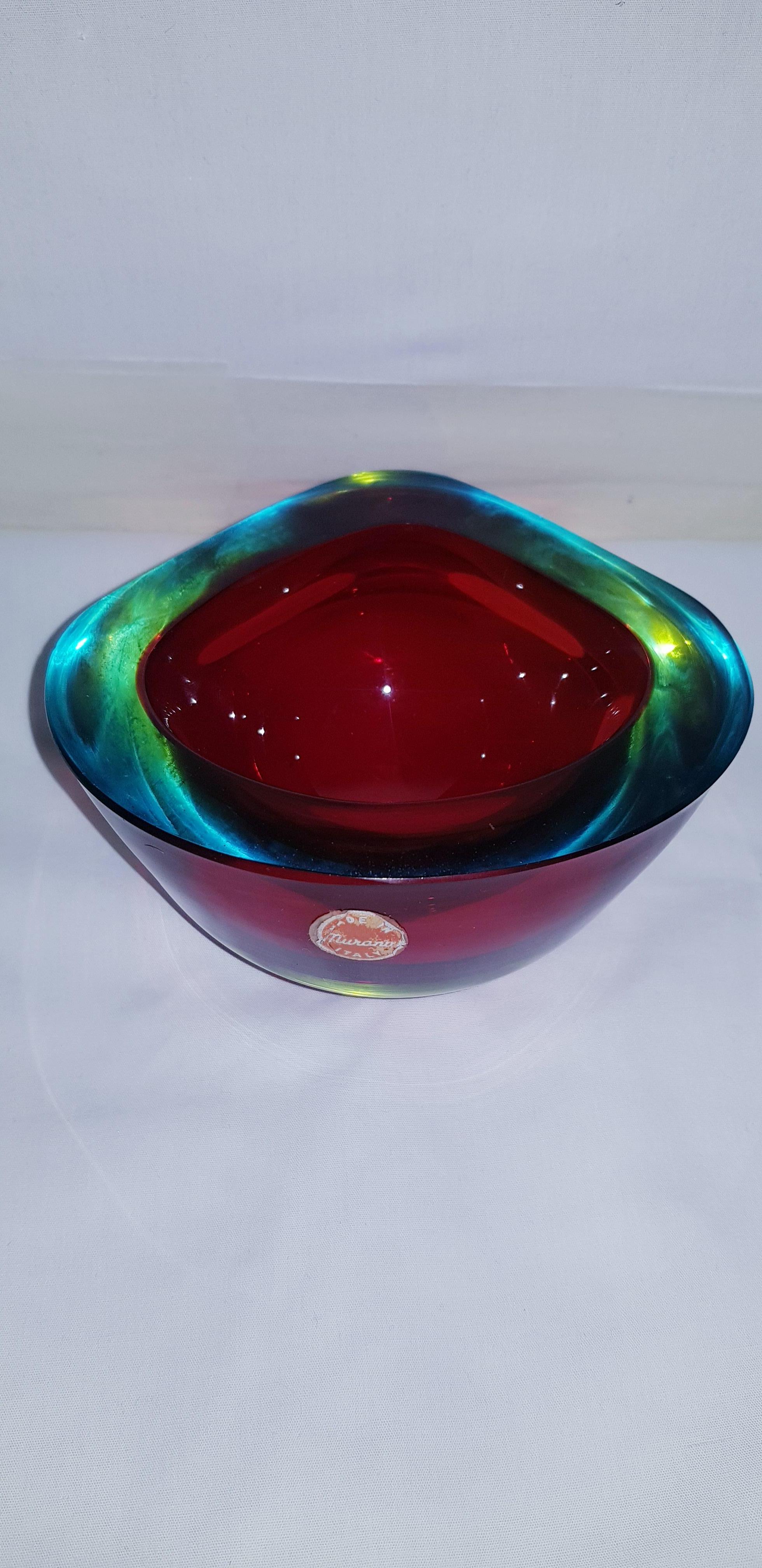 Murano Glass Triple Somerso Caviar Bowl by Flavio Poli for Seguso Vetri d'Arte For Sale 4