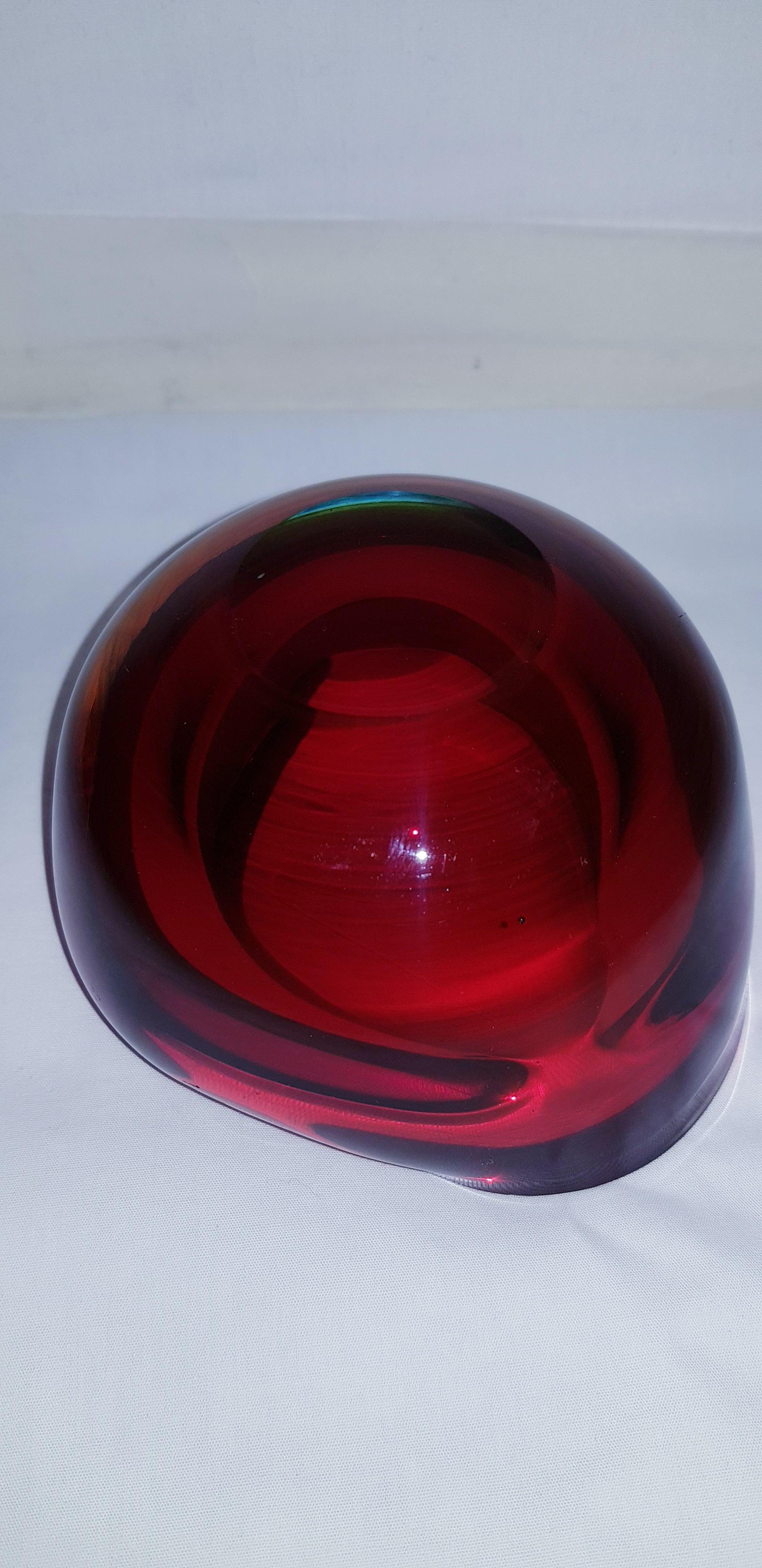 Italian Murano Glass Triple Somerso Caviar Bowl by Flavio Poli for Seguso Vetri d'Arte For Sale