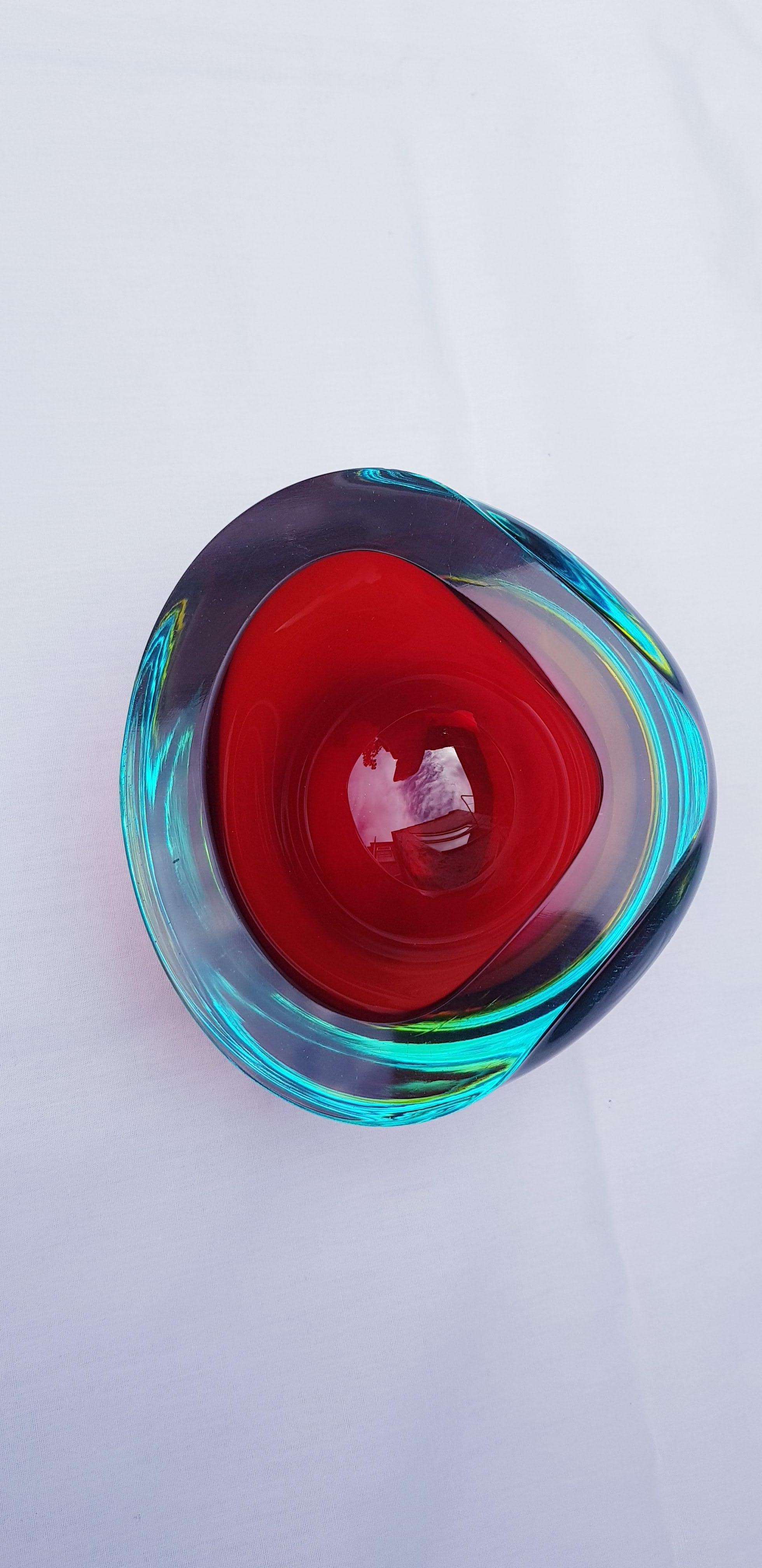 Murano Glass Triple Somerso Caviar Bowl by Flavio Poli for Seguso Vetri d'Arte For Sale 1
