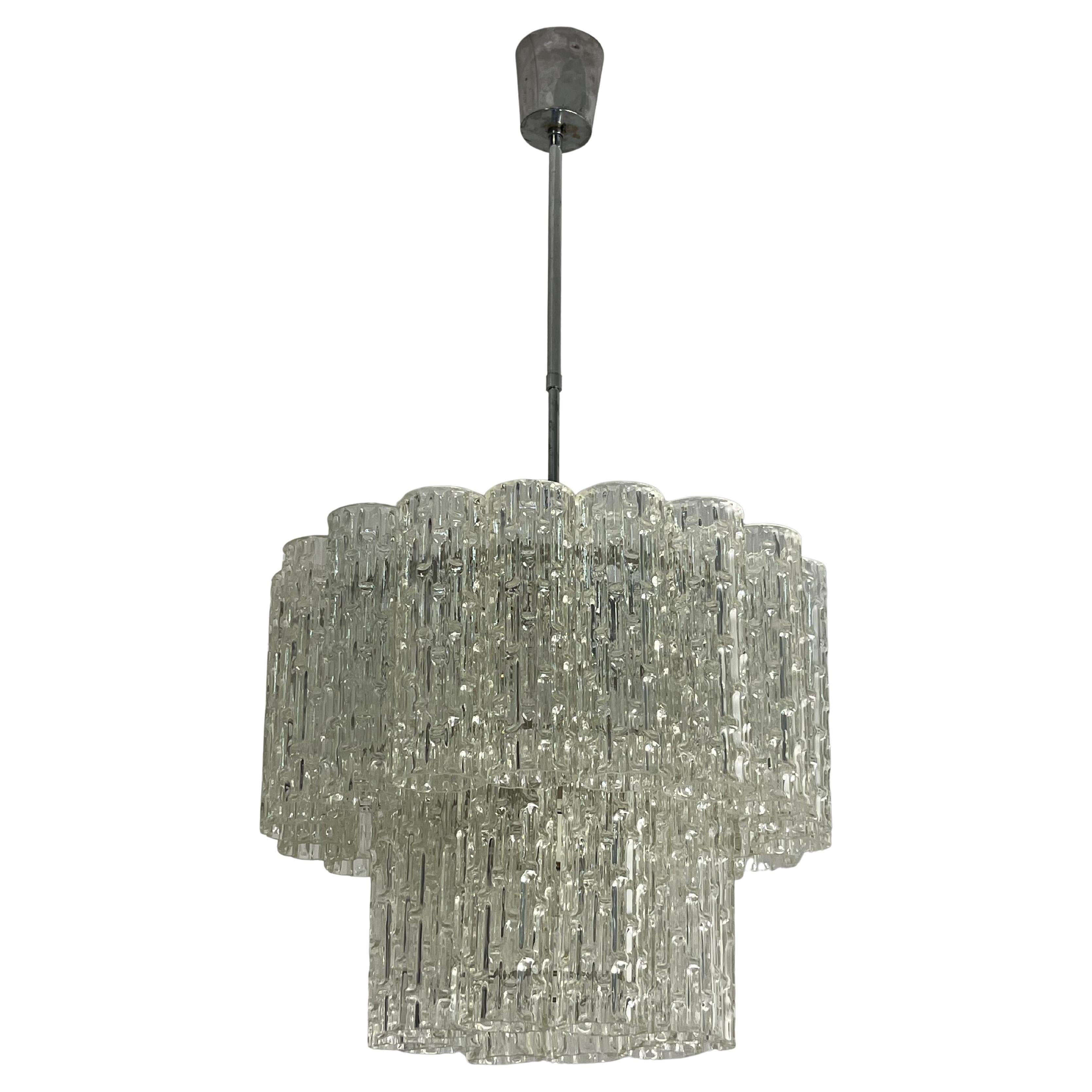 Murano-Glas-Kronleuchter "Tronchi", hergestellt in Italien, 5-flammig, 1960er Jahre