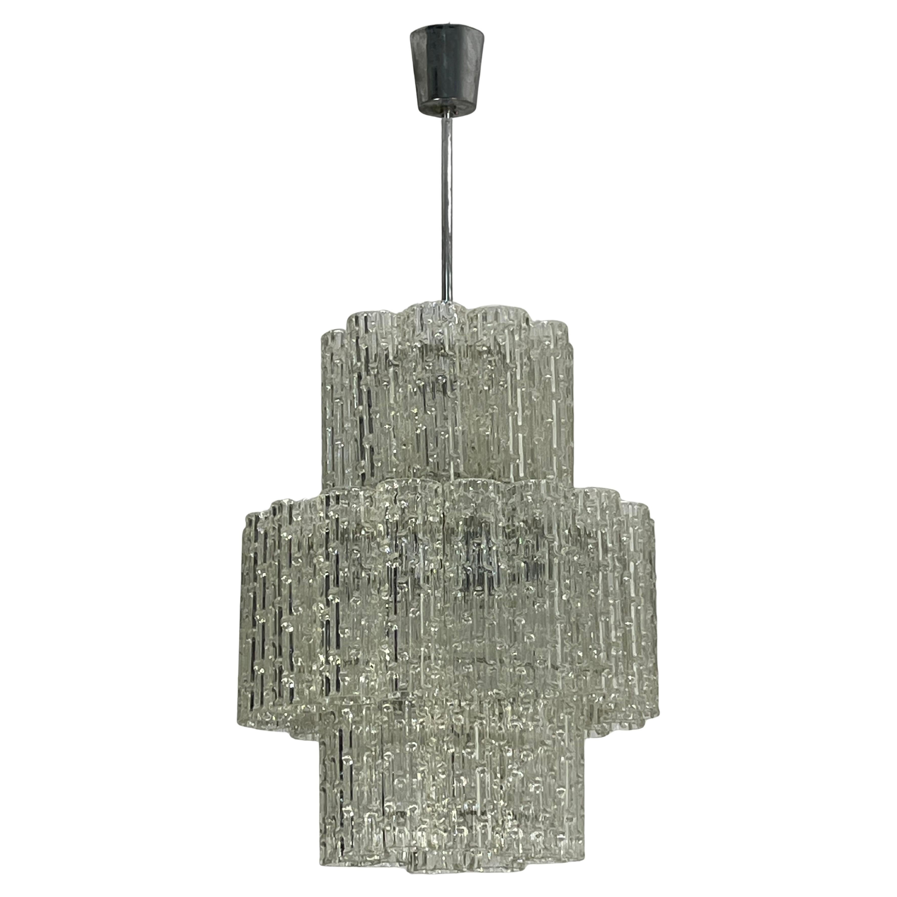 Murano-Glas-Kronleuchter "Tronchi", Italien, 7-flammig, 1960er Jahre
