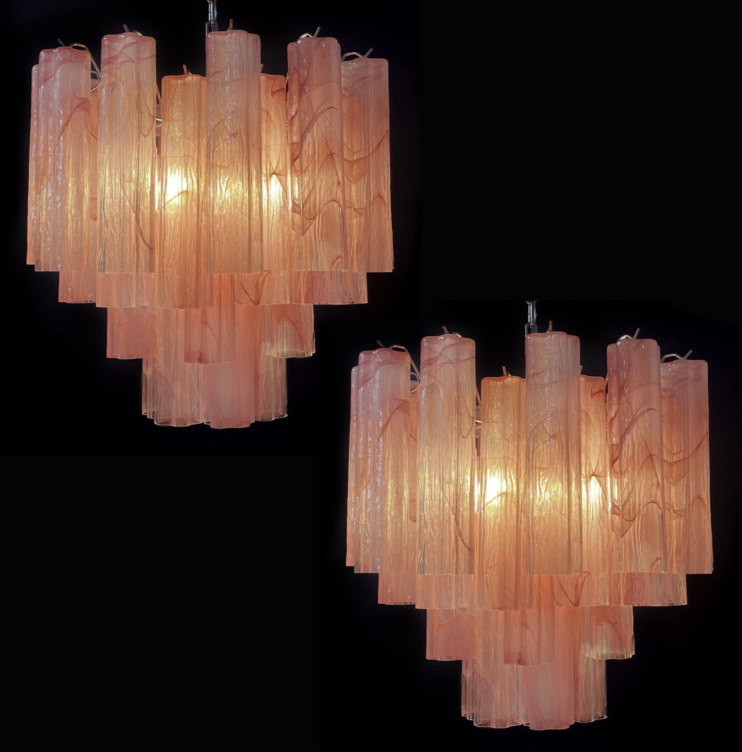 Murano Glass Tronchi Chandelier, Pink Alabaster For Sale 3