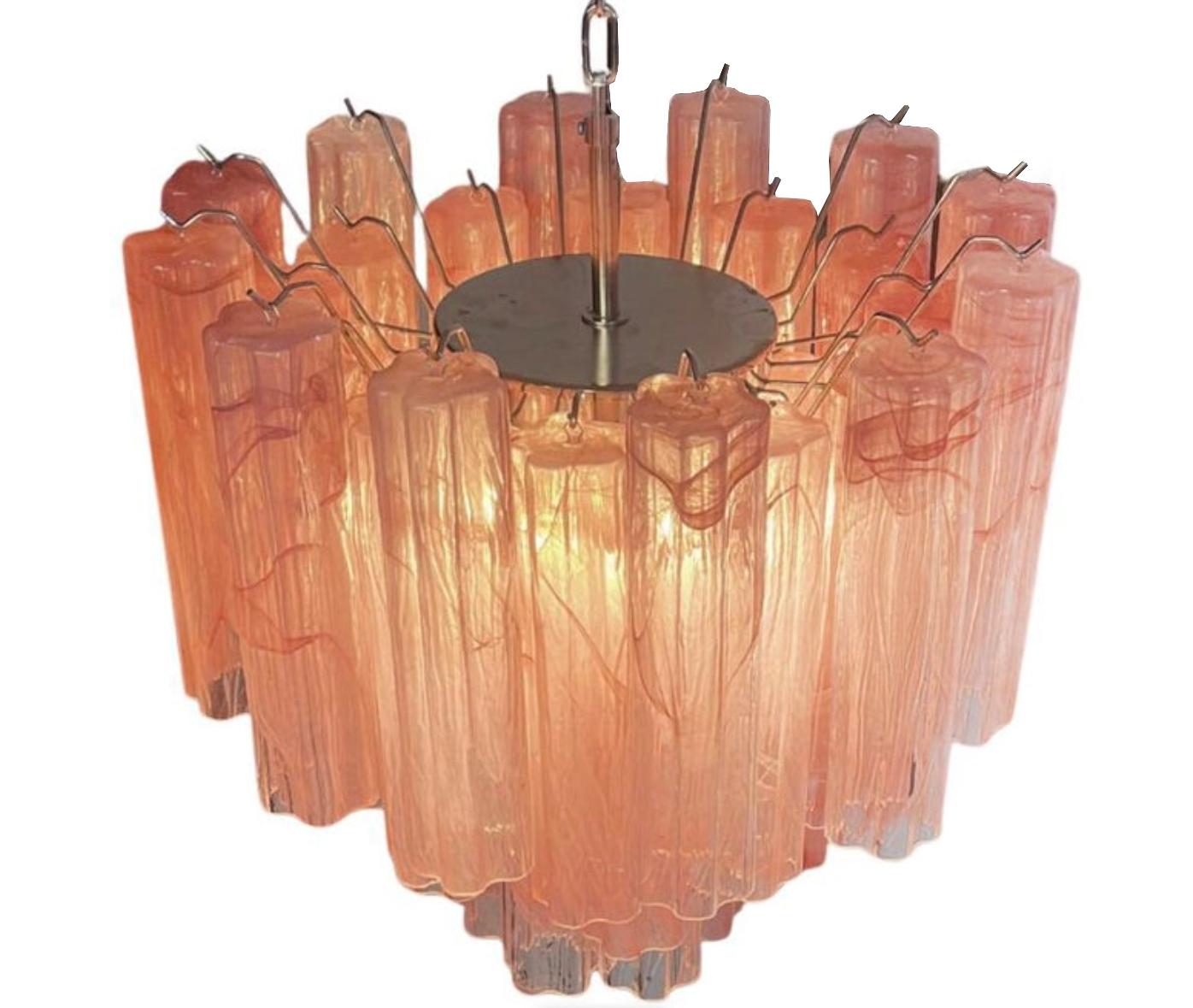 Murano Glass Tronchi Chandelier, Pink Alabaster For Sale 4