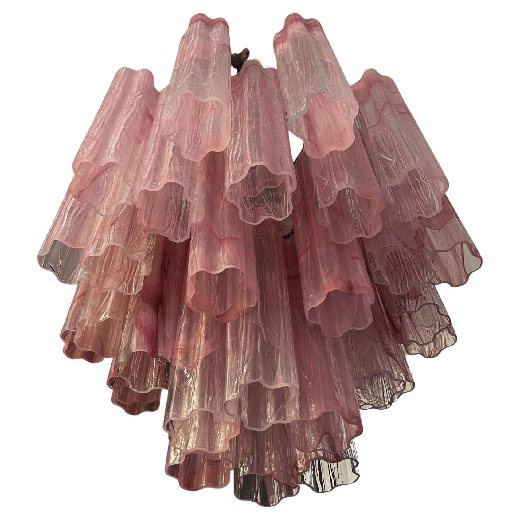 Tronchi-Kronleuchter aus Murano-Glas, rosa Alabaster im Angebot 5