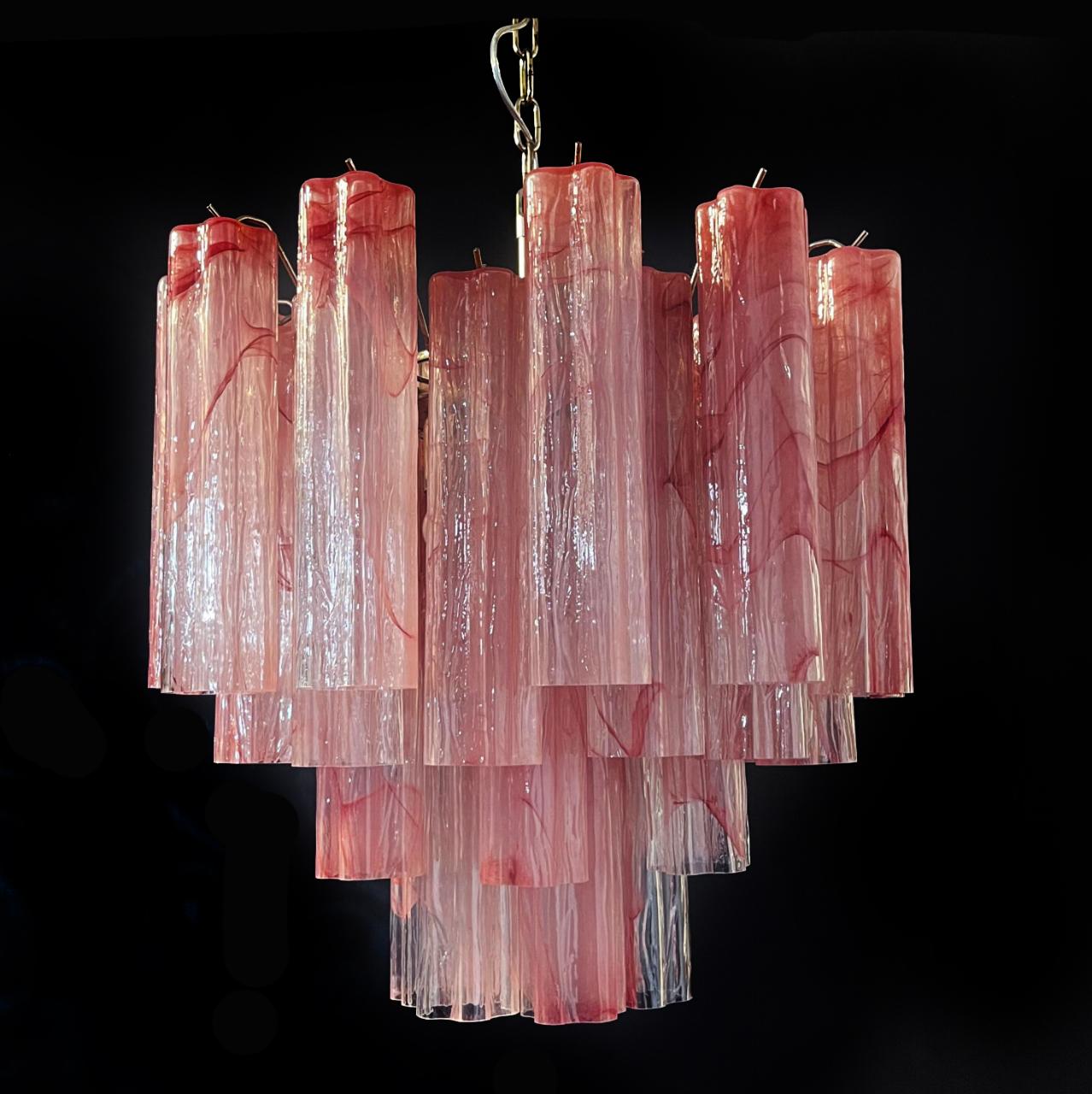 Tronchi-Kronleuchter aus Murano-Glas, rosa Alabaster im Angebot 6