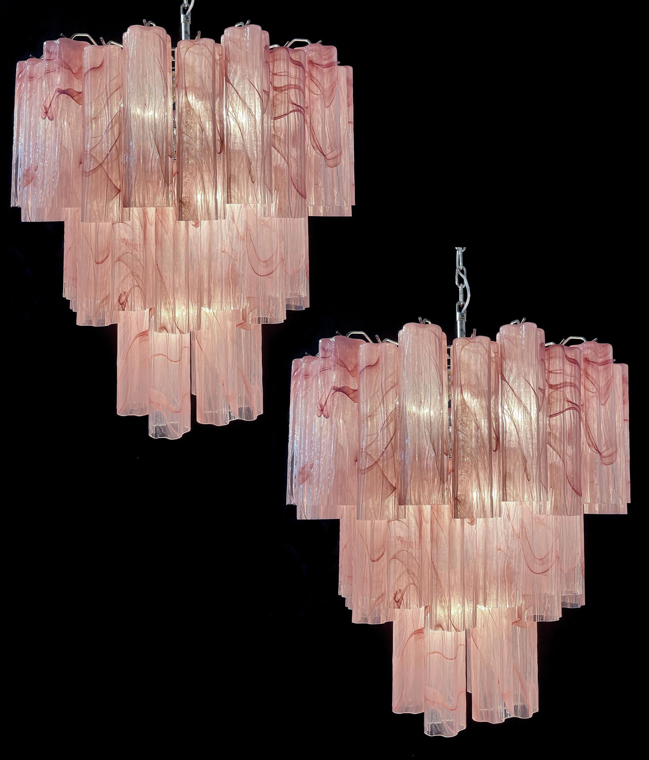 Tronchi-Kronleuchter aus Murano-Glas, rosa Alabaster (Industriell) im Angebot