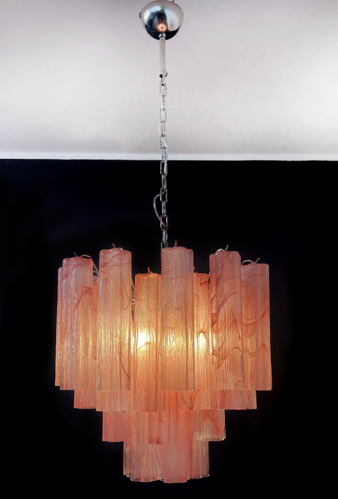 Murano Glass Tronchi Chandelier, Pink Alabaster In Good Condition For Sale In Budapest, HU