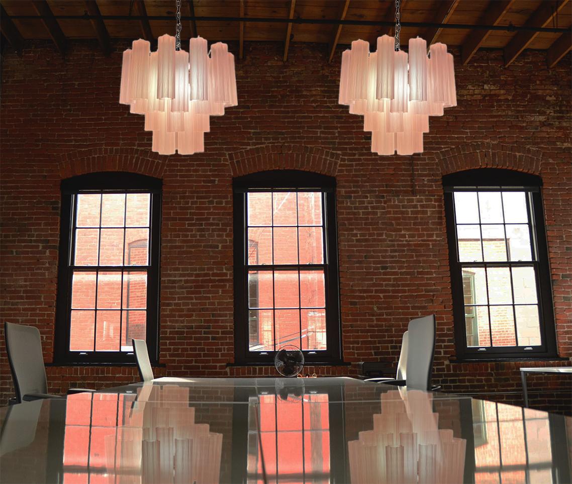 Industriale Lampadario Tronchi in vetro di Murano, rosa in vendita