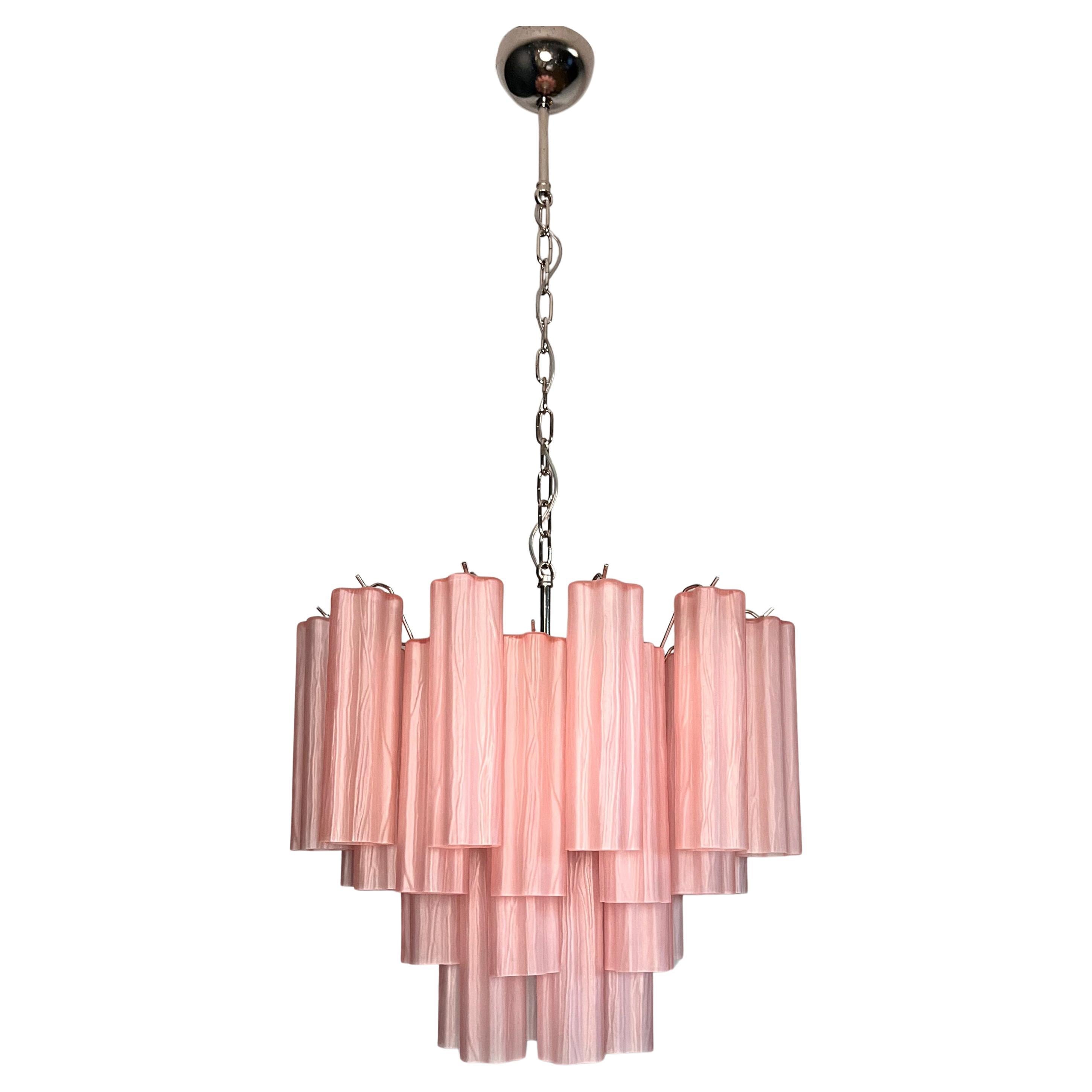 Italiano Lampadario Tronchi in vetro di Murano, rosa in vendita