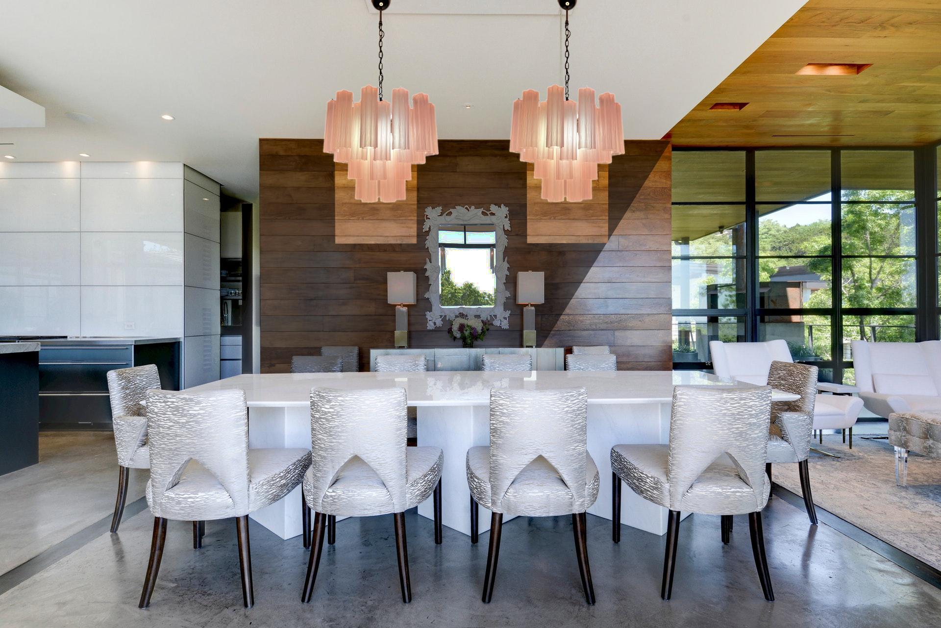 Lampadario Tronchi in vetro di Murano, rosa in vendita 2