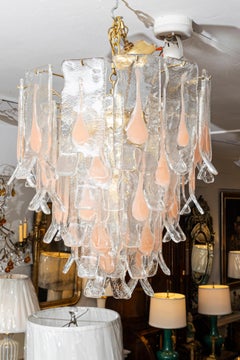 Murano Glass “Tronchi” Chandelier with Peachy Pink Inclusions
