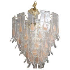 Murano Glass “Tronchi” Chandelier with Peachy Pink Inclusions