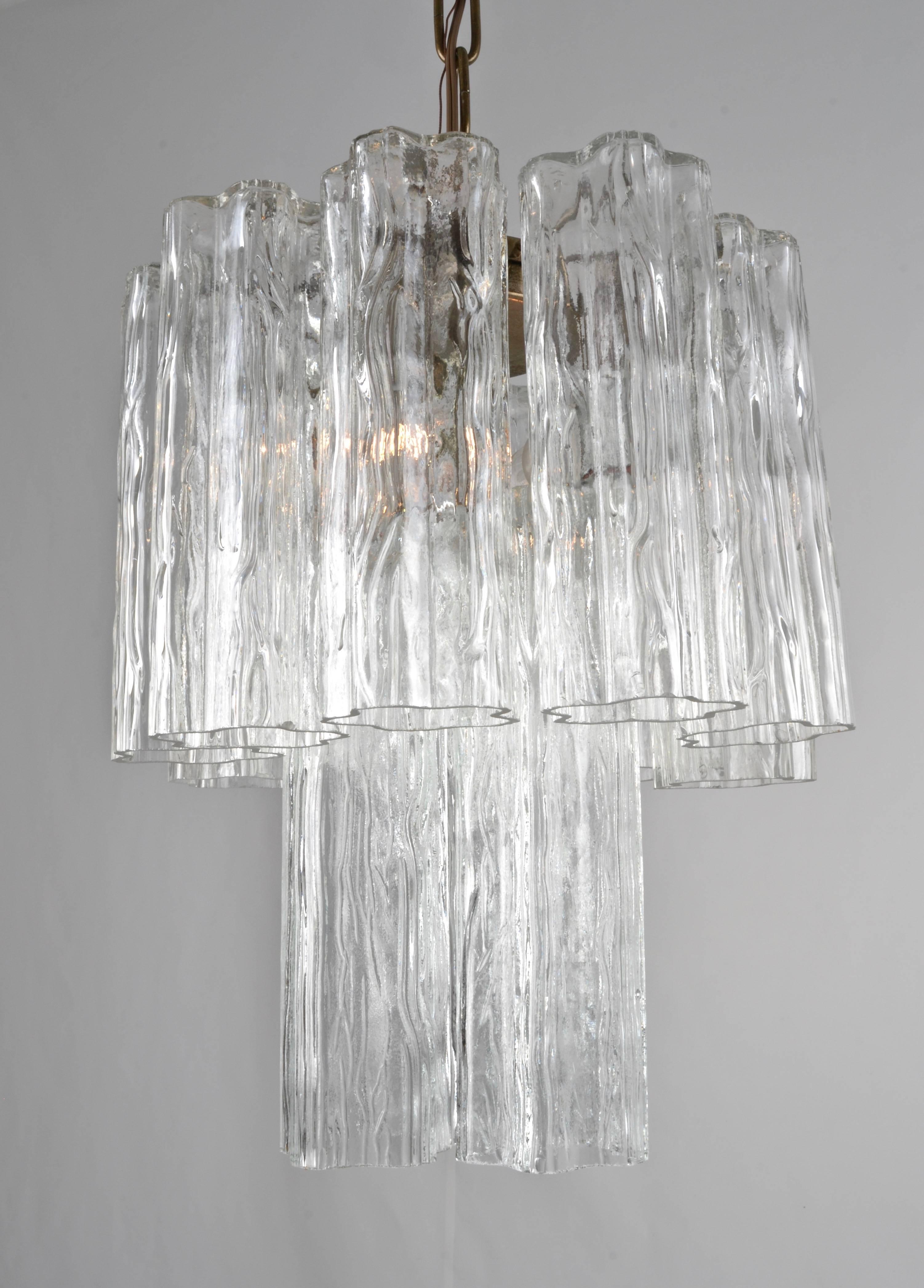 Mid-Century Modern Murano Glass Tronchi Chandelier, Italy, 1960s, Petite Size