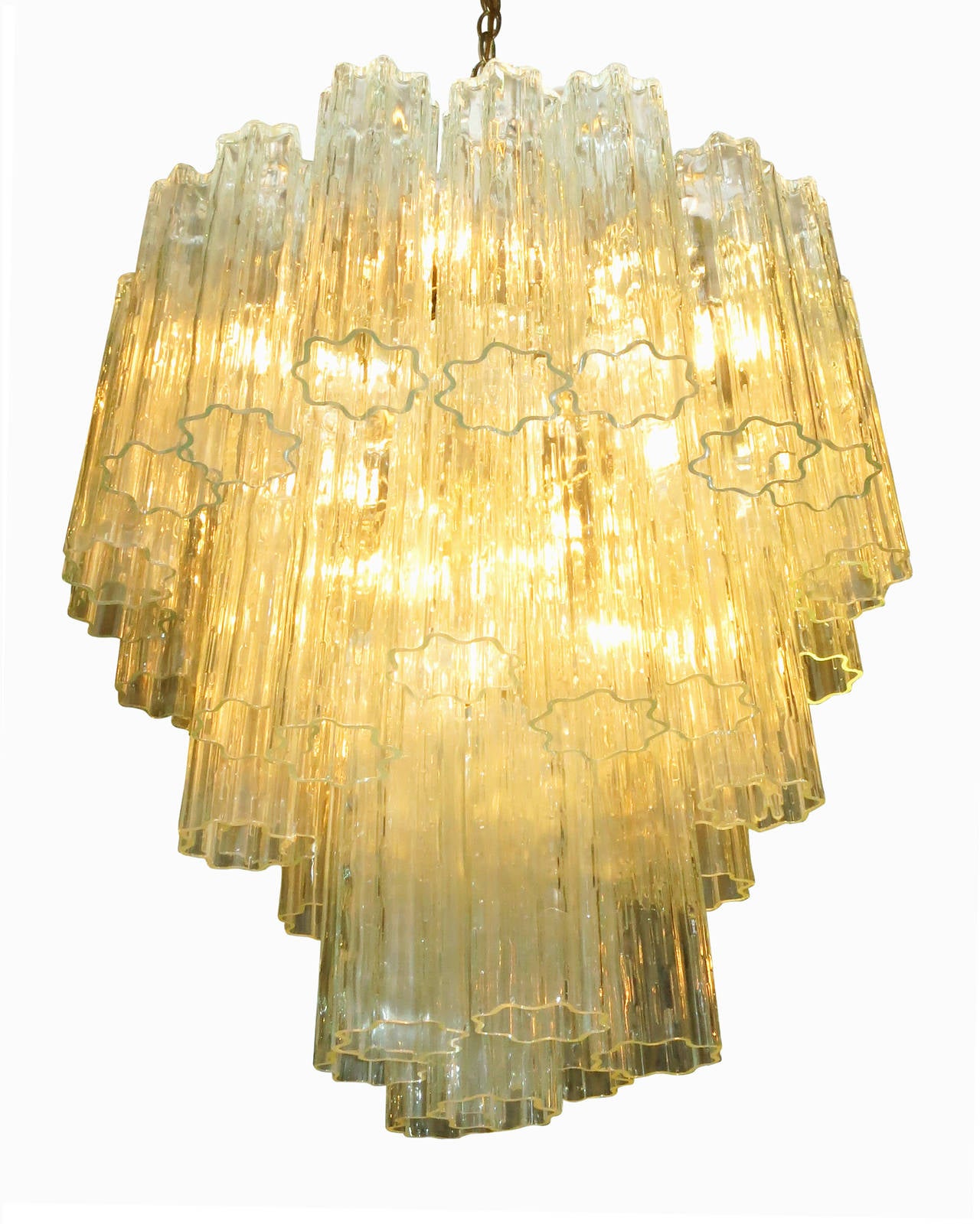 Mid-Century Modern Murano Glass Tronchi Pendant Chandelier by Venini