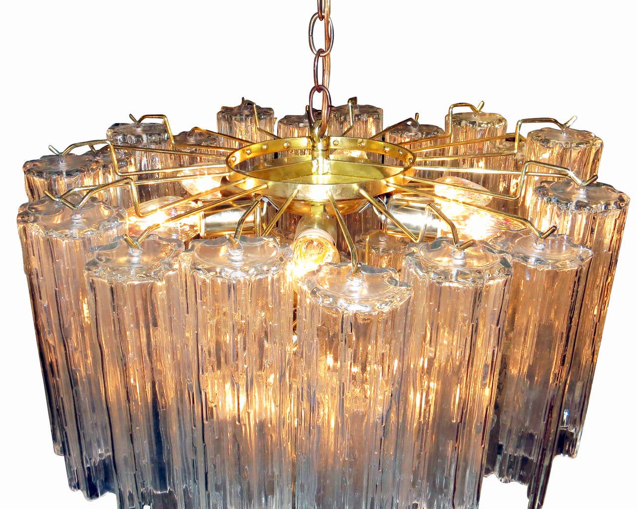 Murano Glass Tronchi Pendant Chandelier by Venini In Excellent Condition In Van Nuys, CA