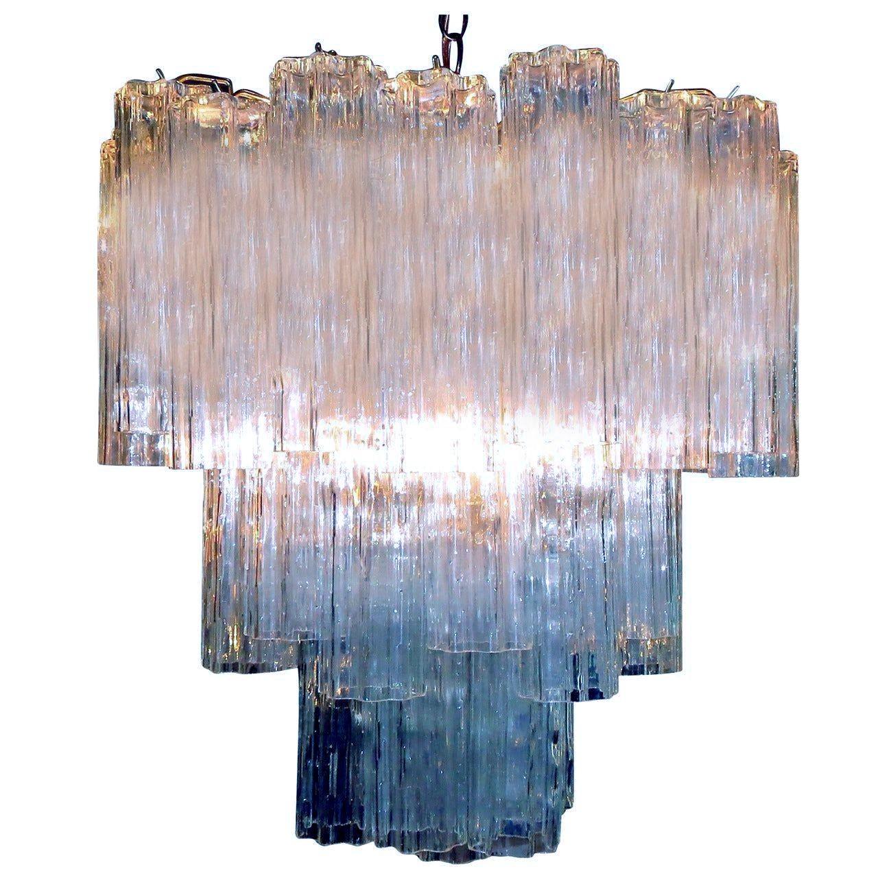 Murano Glass Tronchi Pendant Chandelier by Venini In Excellent Condition For Sale In Van Nuys, CA