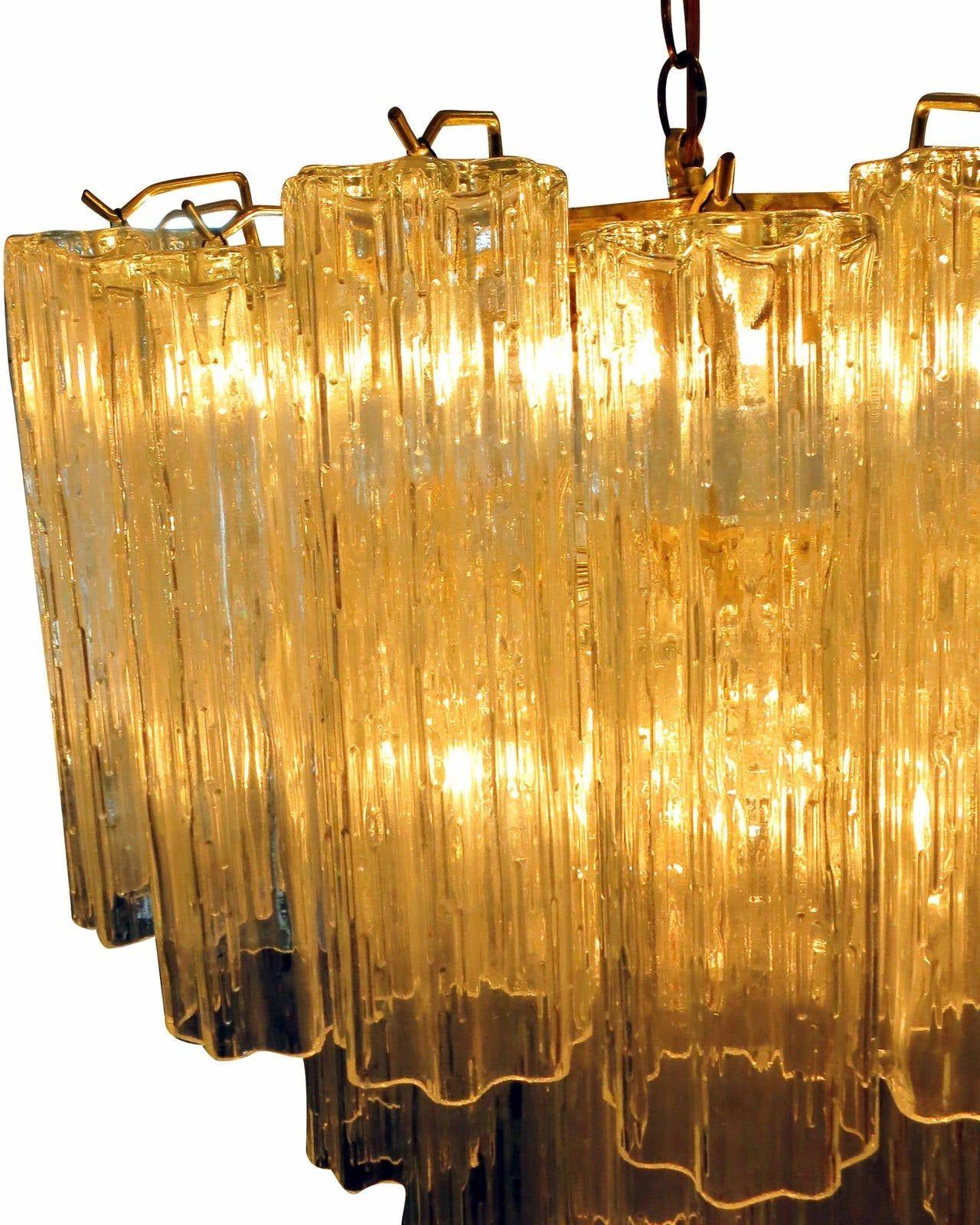 Brass Murano Glass Tronchi Pendant Chandelier by Venini For Sale