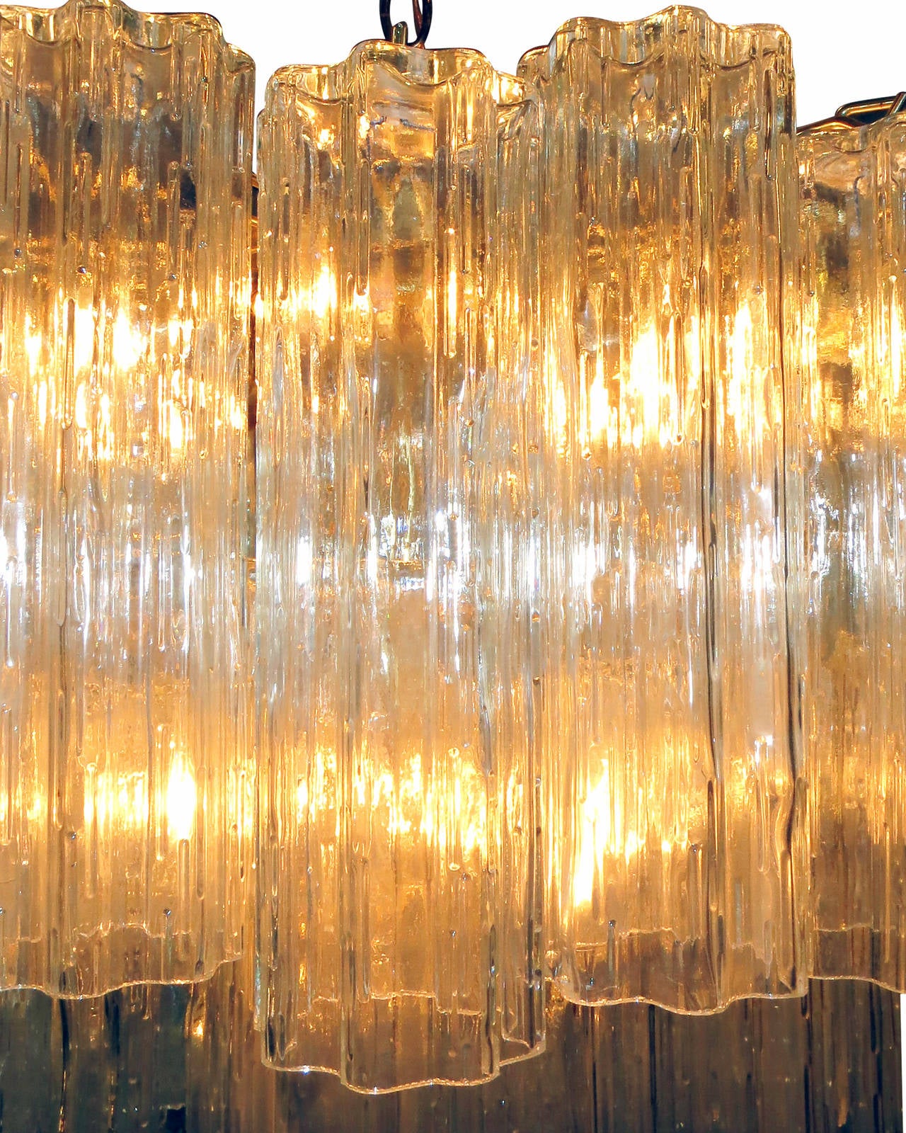 Brass Murano Glass Tronchi Pendant Chandelier by Venini