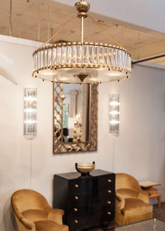 Murano Glass Tube and Brass Chandelier