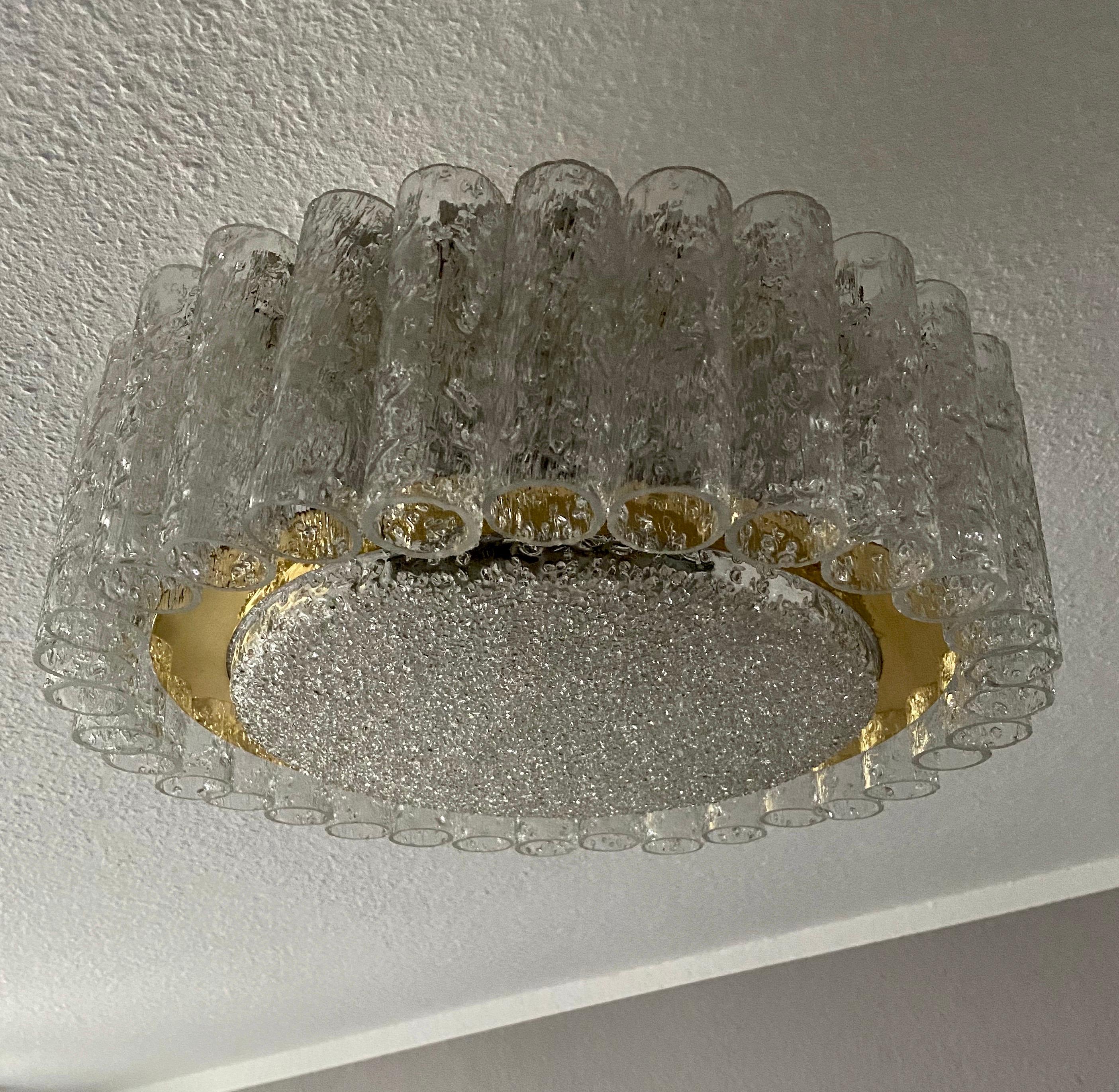 Lámpara de techo de tubo de cristal de Murano de Doria Leuchten Germany en venta 4