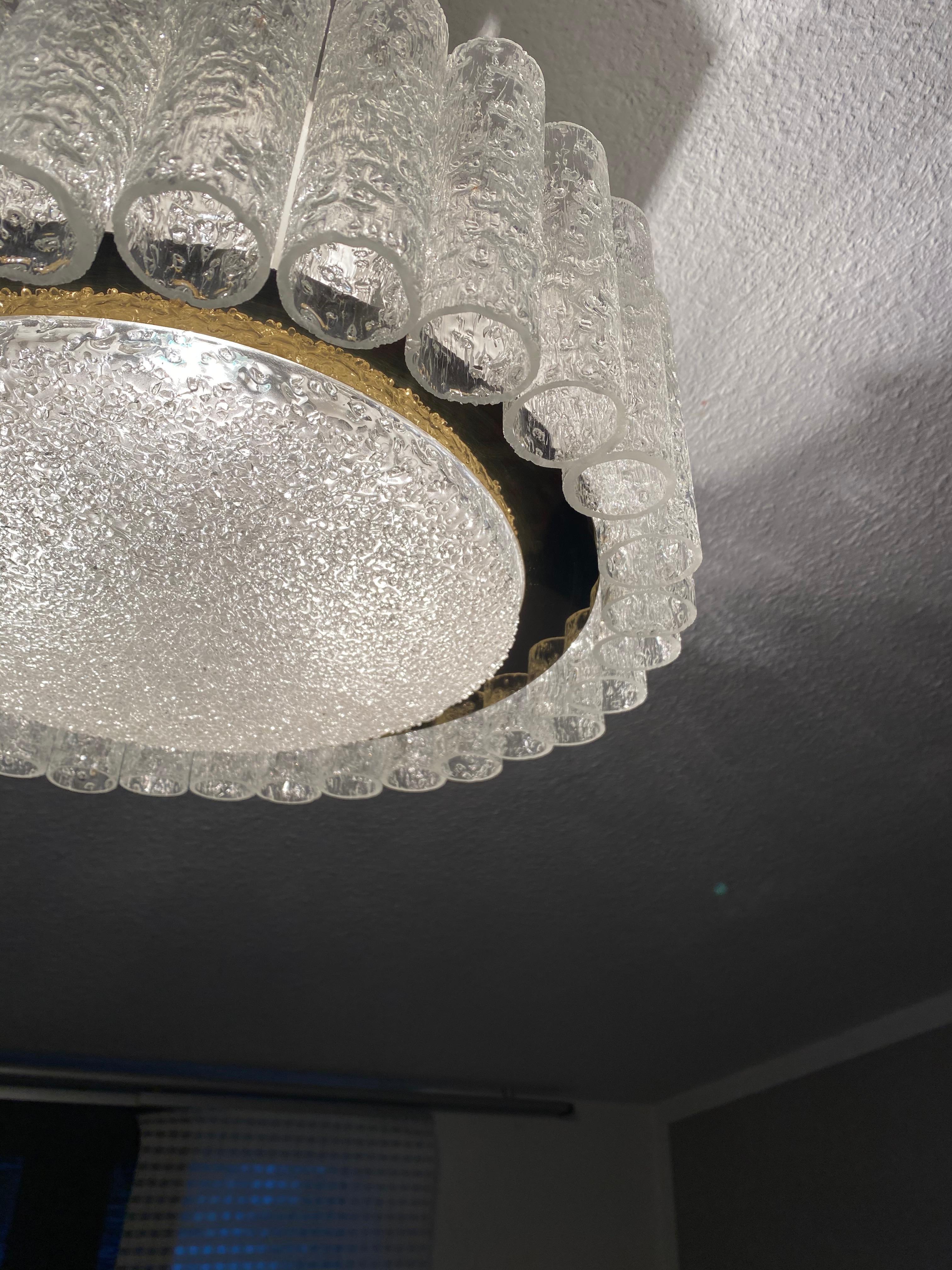 Lámpara de techo de tubo de cristal de Murano de Doria Leuchten Germany en venta 6