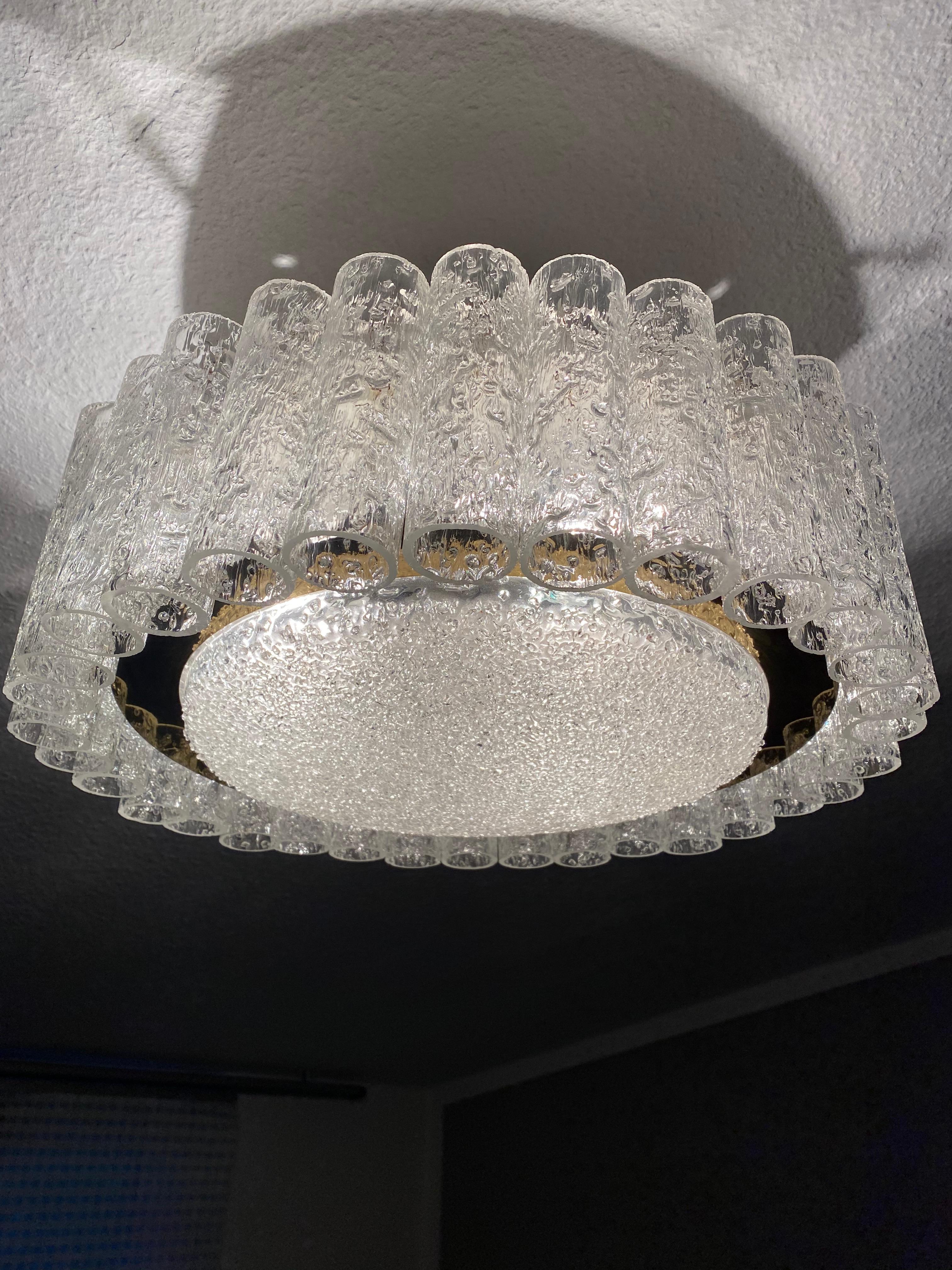 Lámpara de techo de tubo de cristal de Murano de Doria Leuchten Germany en venta 8