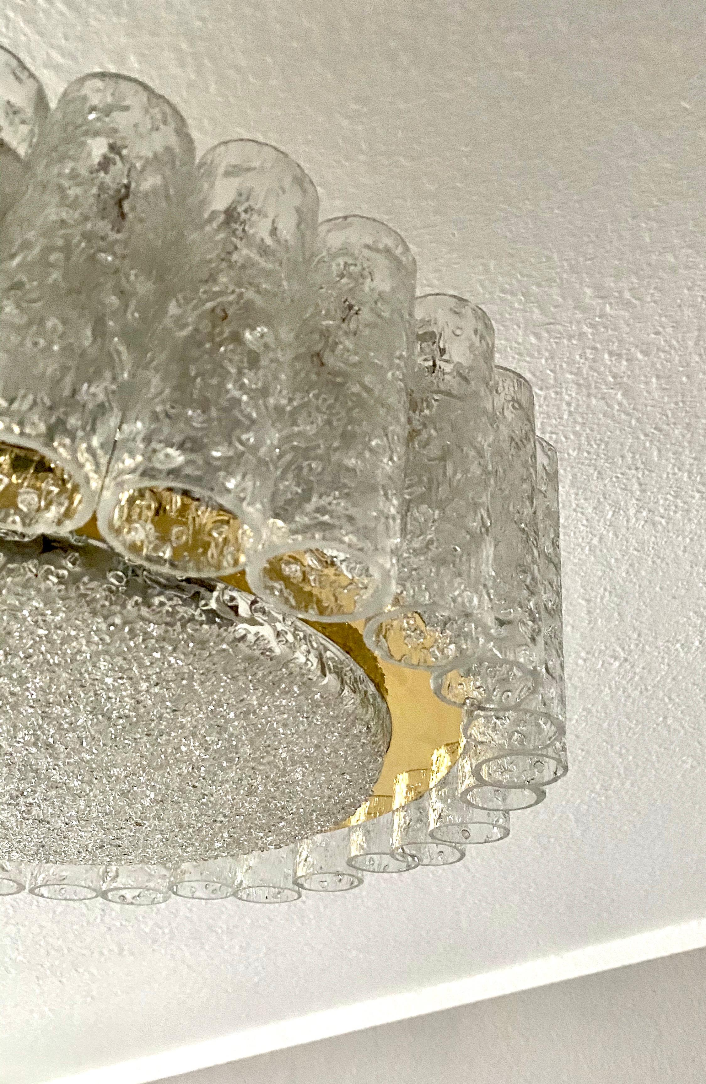 Lámpara de techo de tubo de cristal de Murano de Doria Leuchten Germany Moderno de mediados de siglo en venta