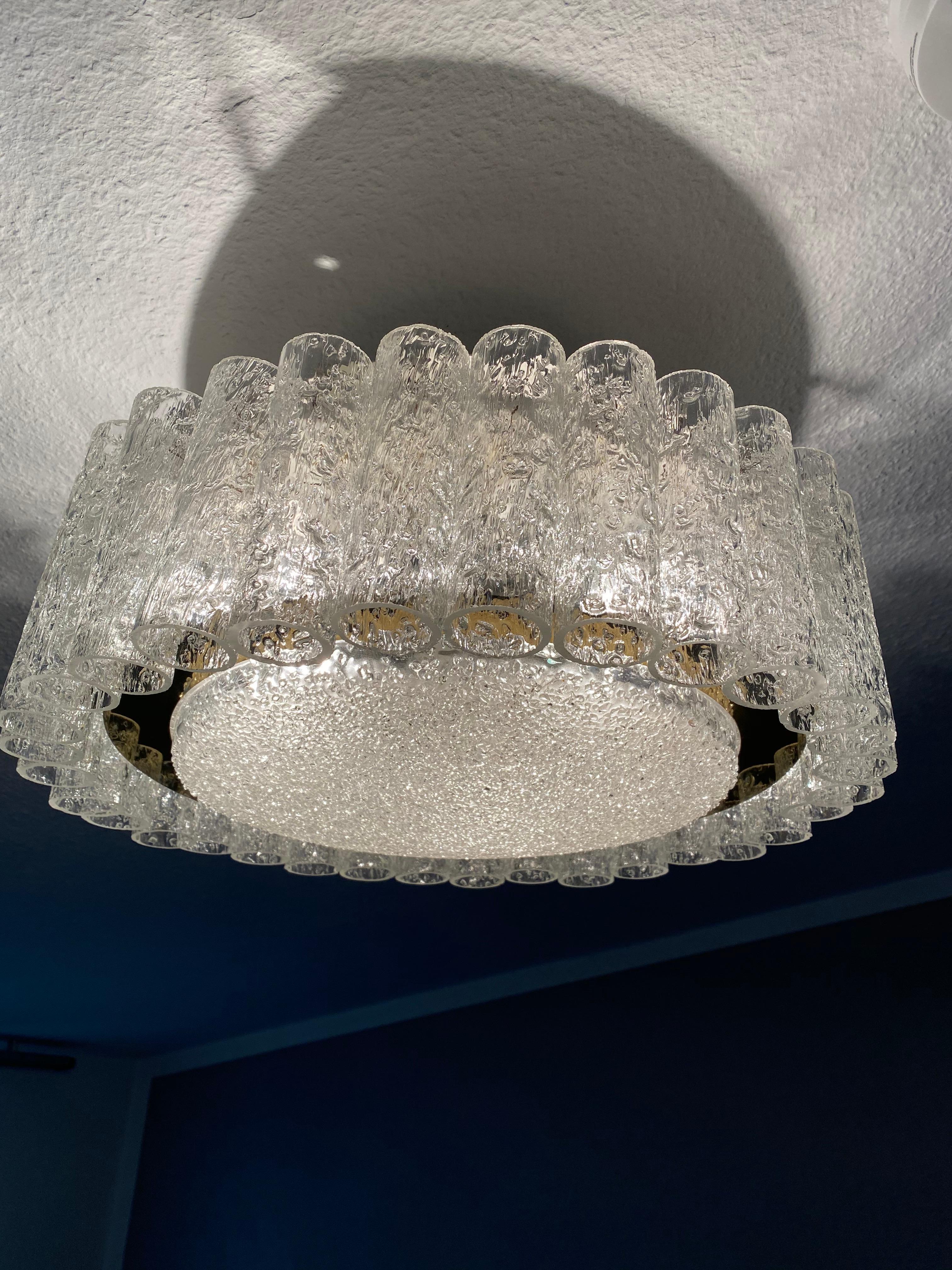Lámpara de techo de tubo de cristal de Murano de Doria Leuchten Germany en venta 1