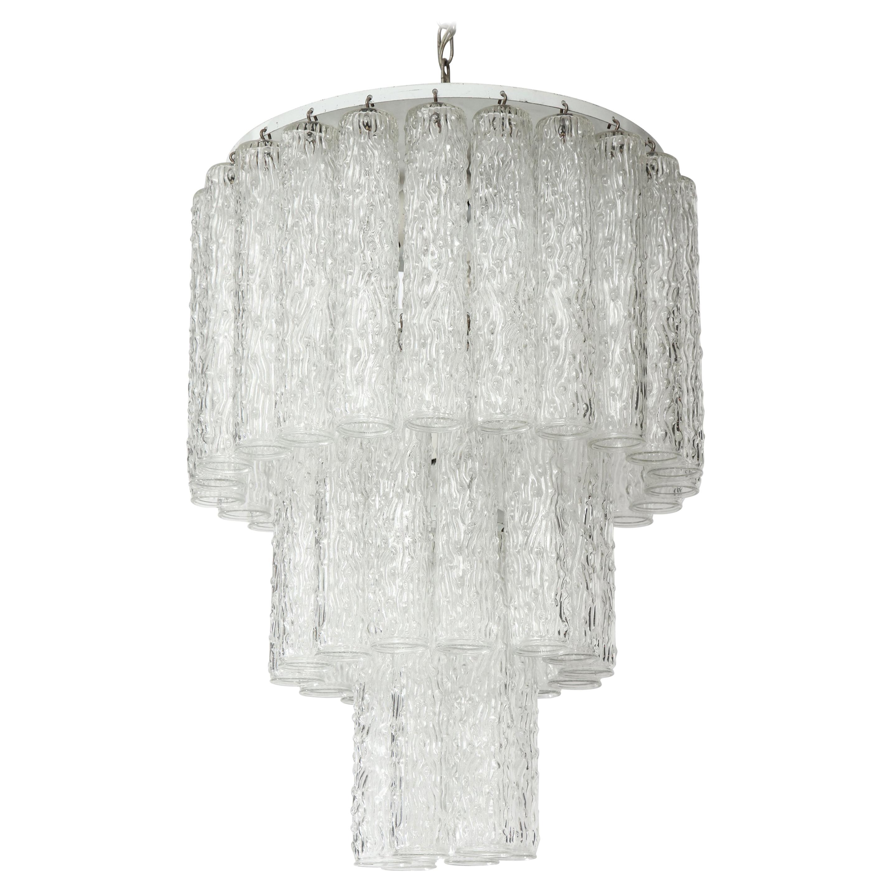 Murano Glass Tube Chandelier For Sale