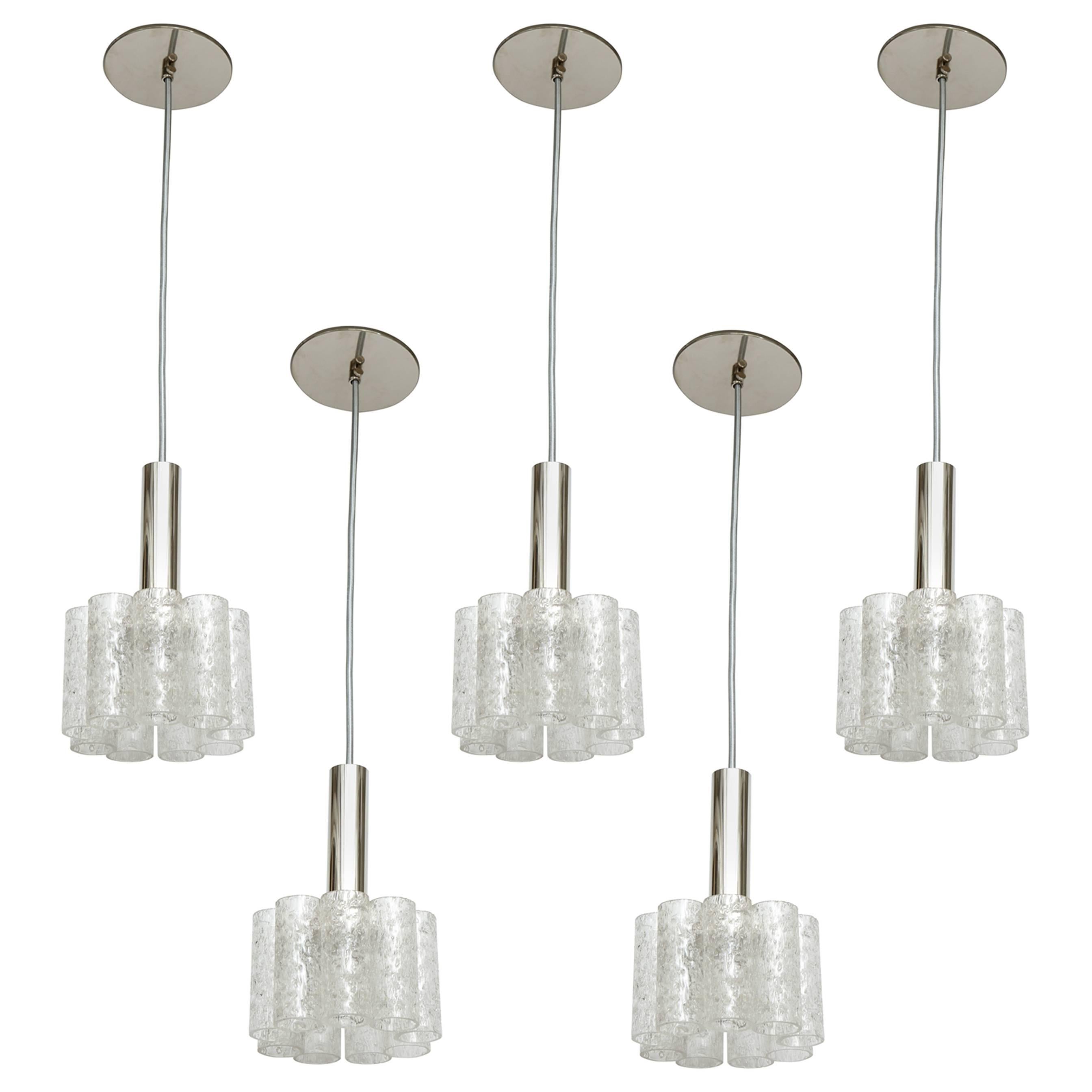 Lampes à suspension tubes verre de Murano